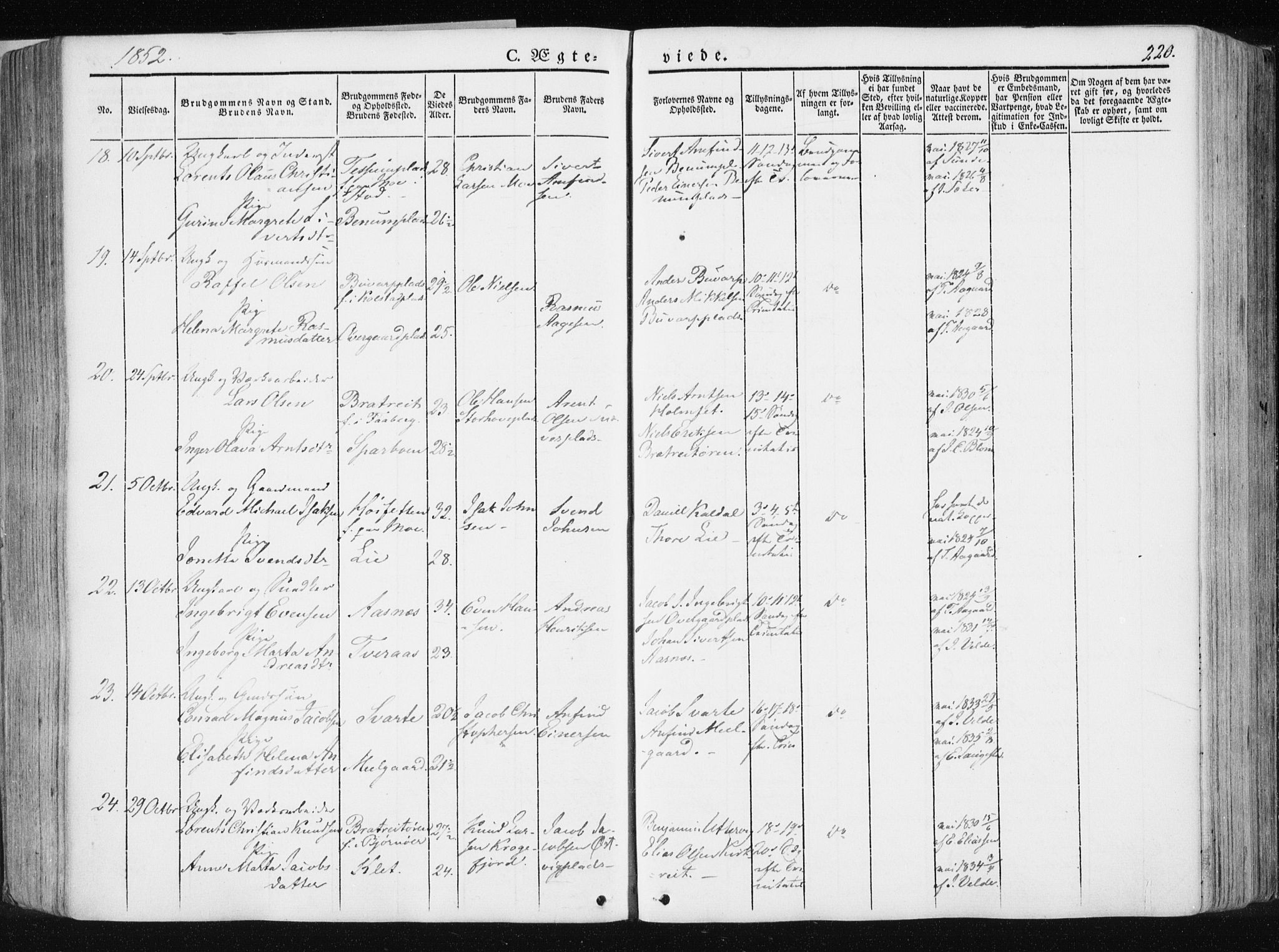 Ministerialprotokoller, klokkerbøker og fødselsregistre - Nord-Trøndelag, SAT/A-1458/741/L0393: Parish register (official) no. 741A07, 1849-1863, p. 220