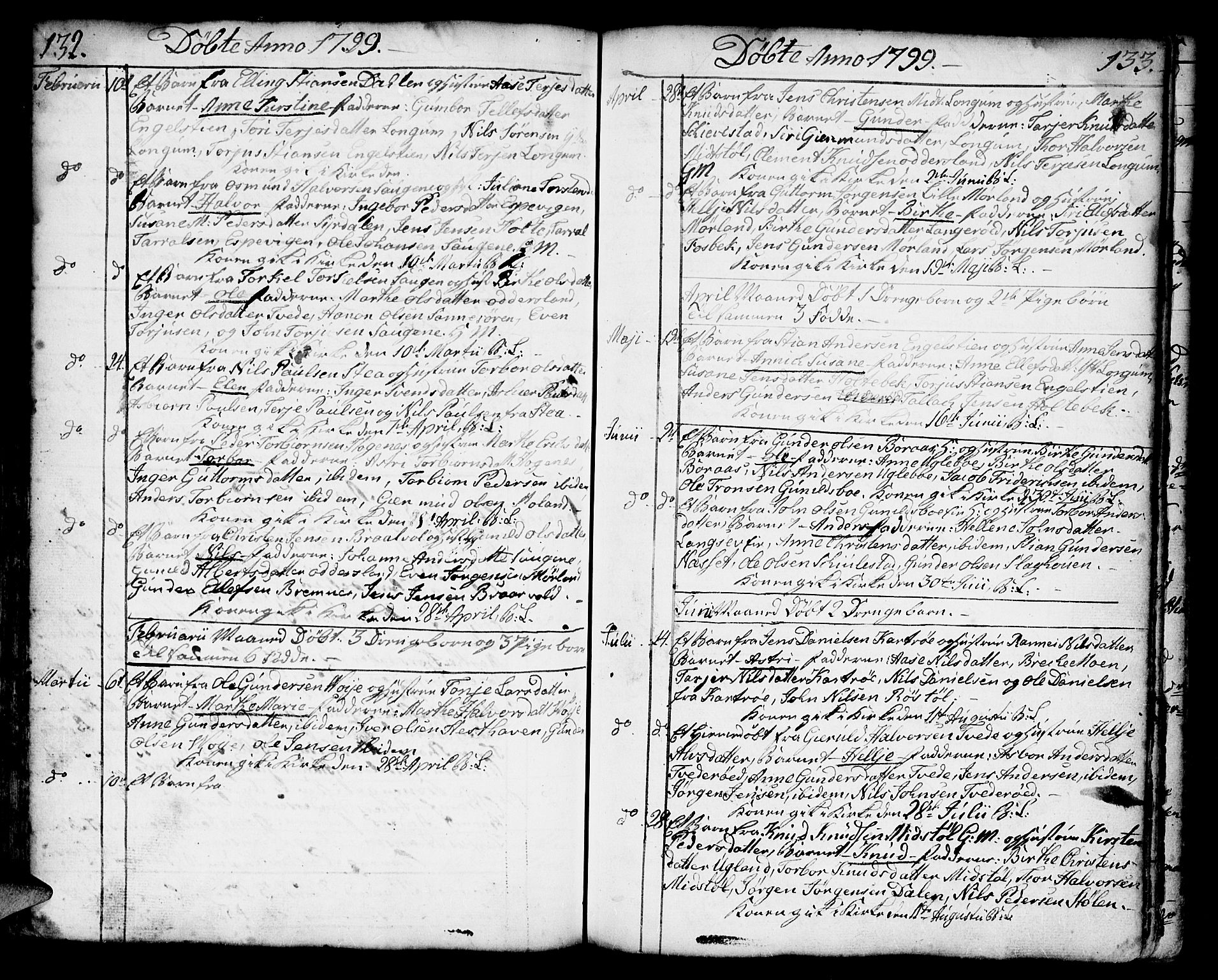 Austre Moland sokneprestkontor, AV/SAK-1111-0001/F/Fa/Faa/L0002: Parish register (official) no. A 2, 1747-1808, p. 132-133