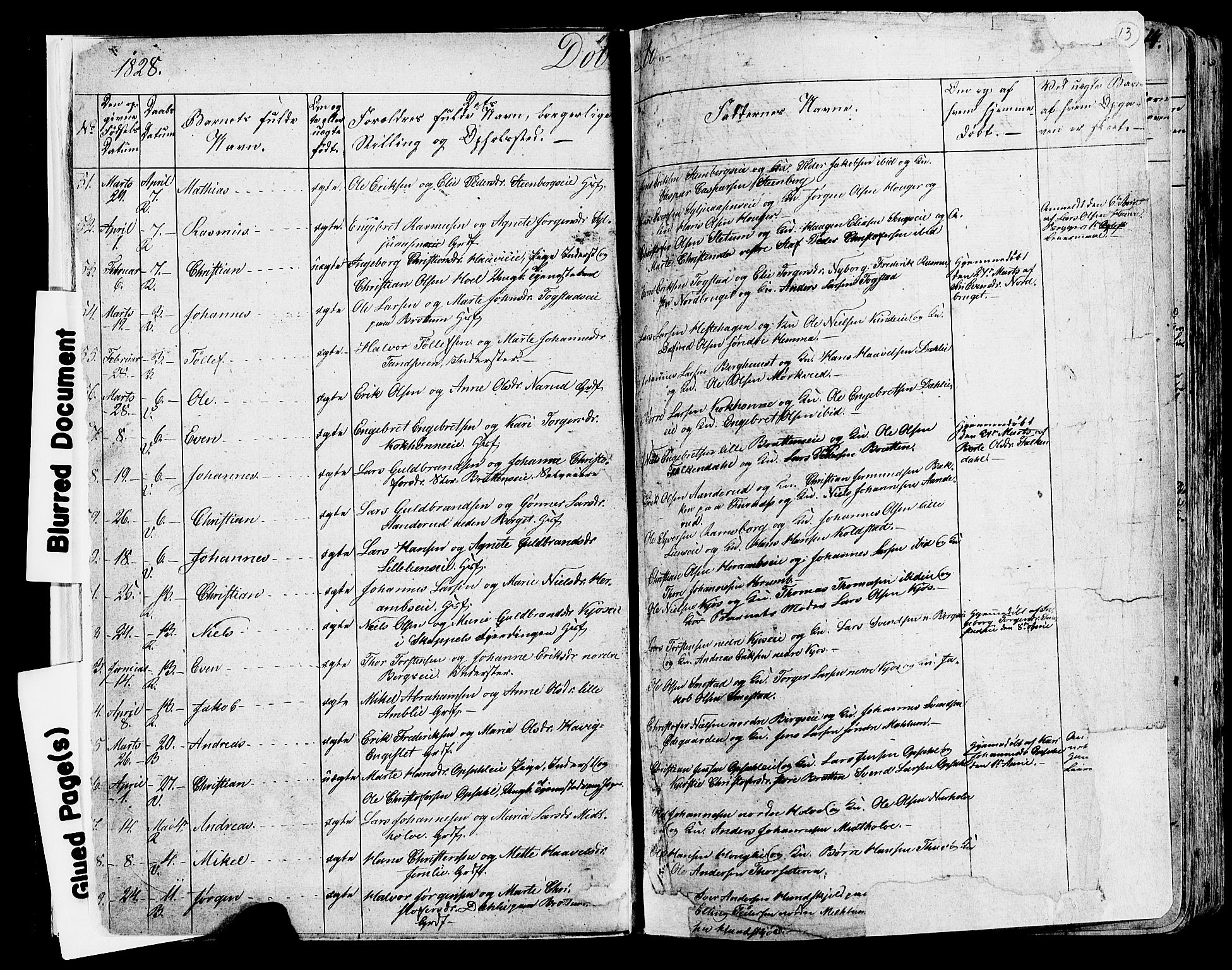 Ringsaker prestekontor, AV/SAH-PREST-014/K/Ka/L0007: Parish register (official) no. 7A, 1826-1837, p. 13