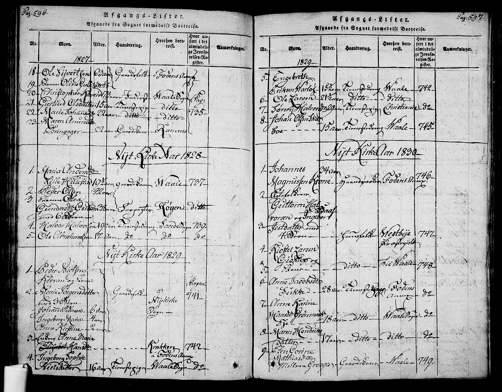 Botne kirkebøker, SAKO/A-340/F/Fa/L0005: Parish register (official) no. I 5, 1814-1836, p. 596-597