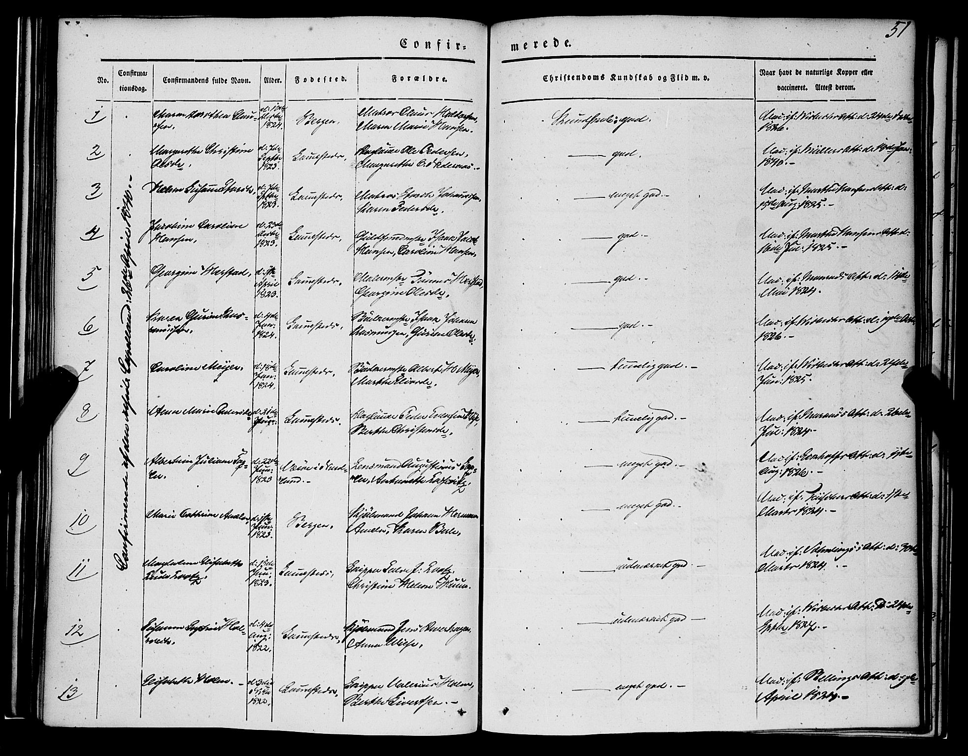 Nykirken Sokneprestembete, SAB/A-77101/H/Haa/L0022: Parish register (official) no. C 1, 1840-1851, p. 51