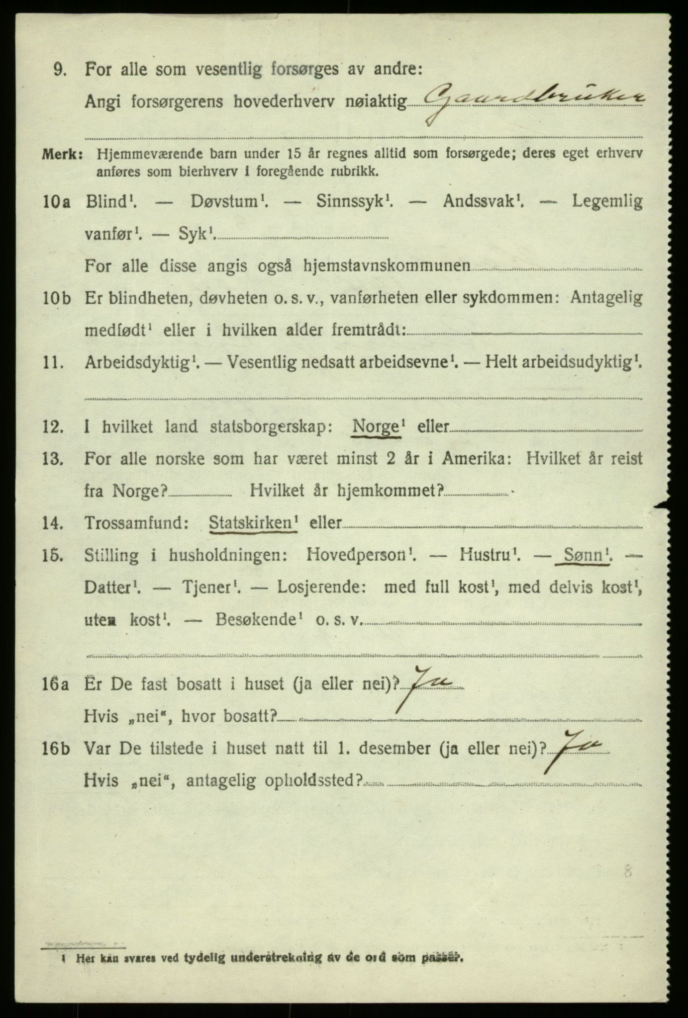 SAB, 1920 census for Haus, 1920, p. 9195