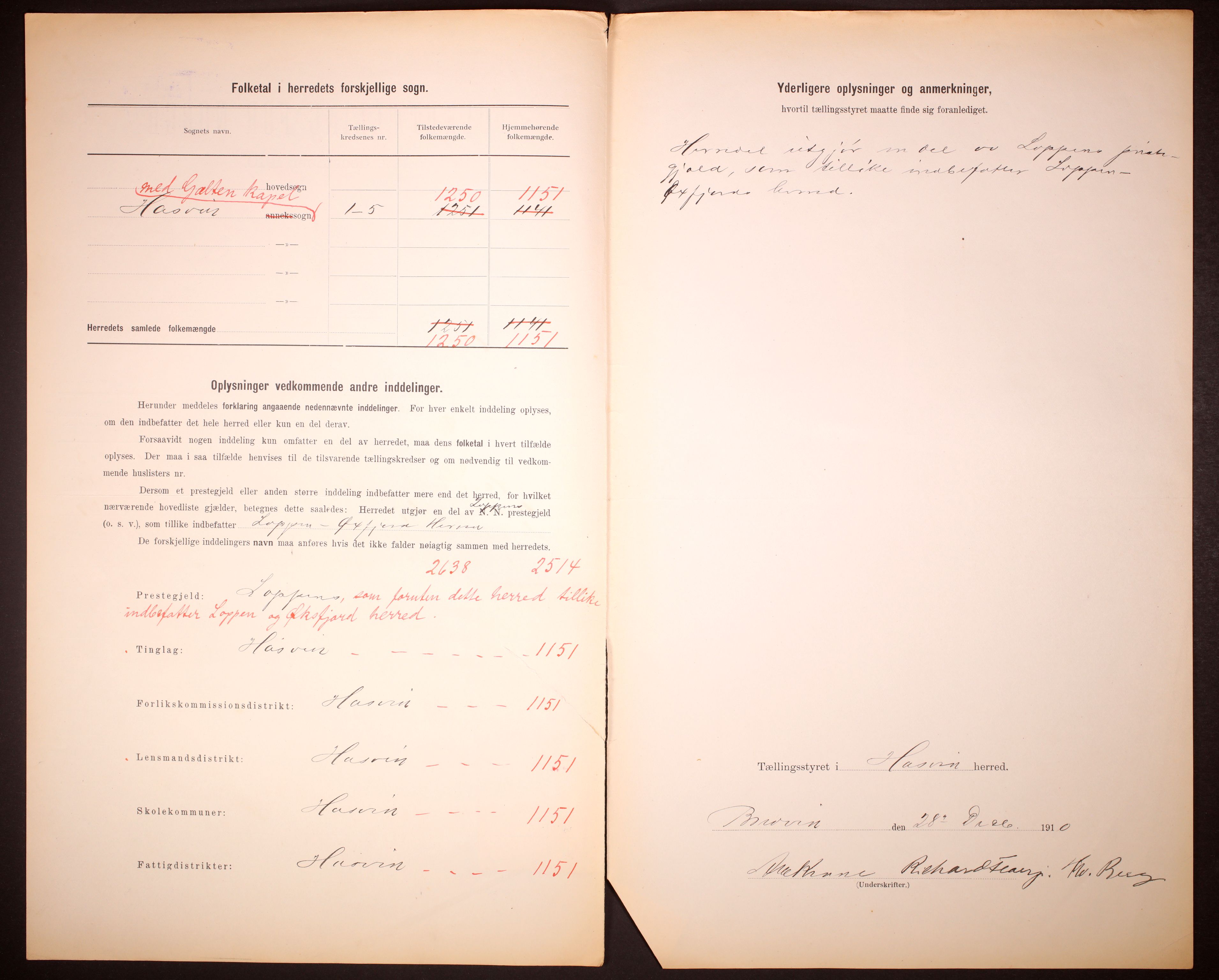 RA, 1910 census for Hasvik, 1910, p. 3