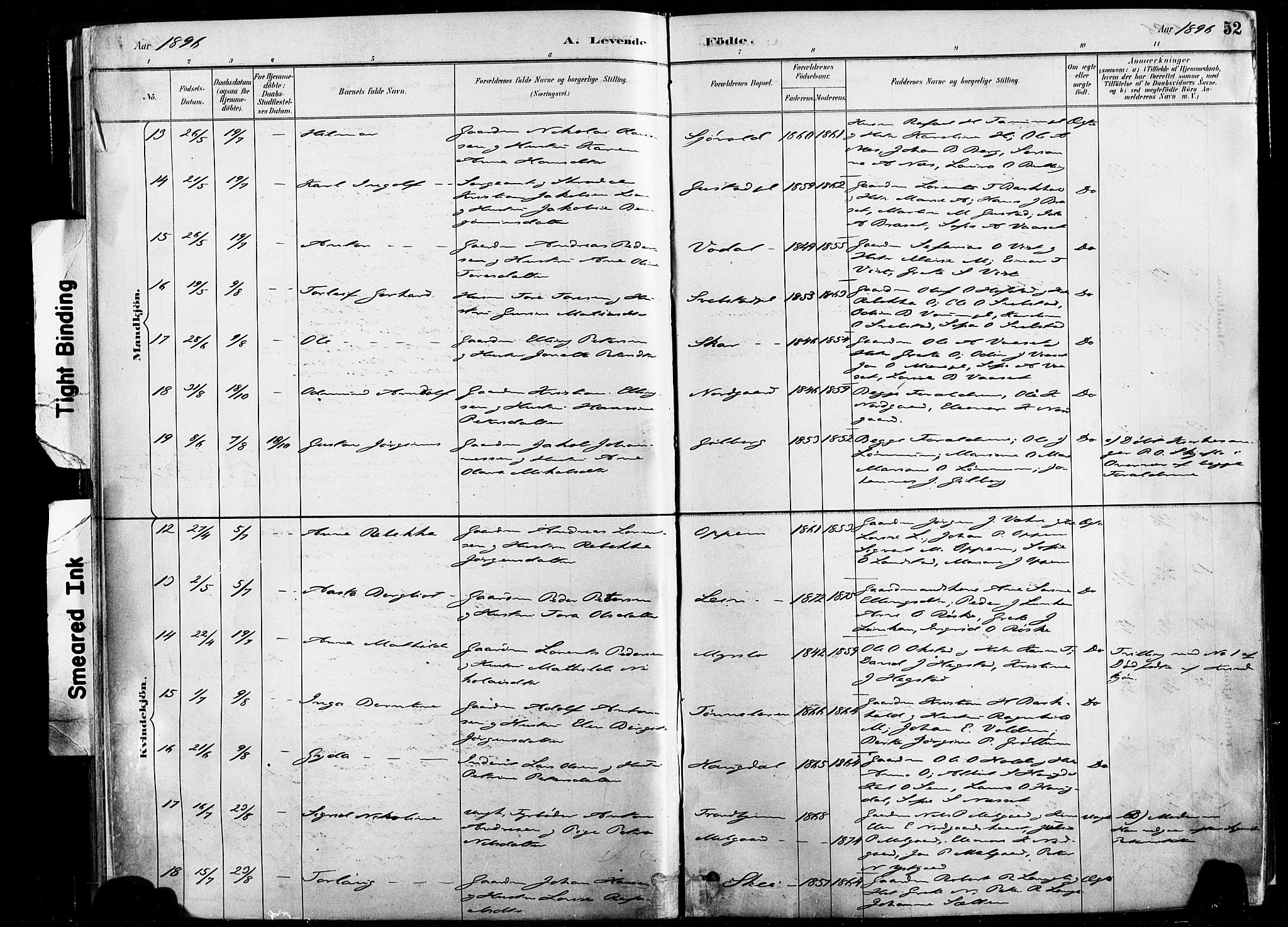 Ministerialprotokoller, klokkerbøker og fødselsregistre - Nord-Trøndelag, AV/SAT-A-1458/735/L0351: Parish register (official) no. 735A10, 1884-1908, p. 52