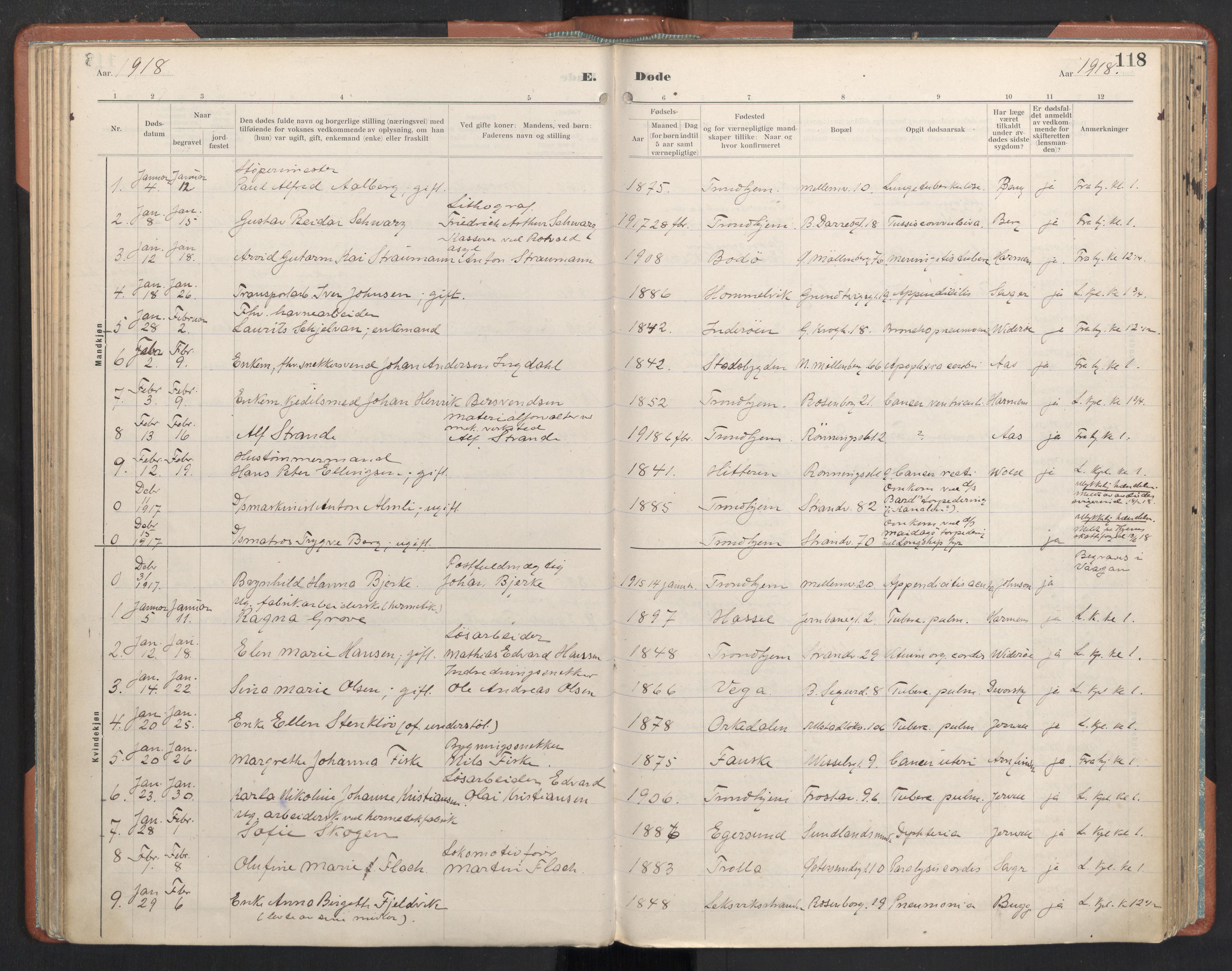 Ministerialprotokoller, klokkerbøker og fødselsregistre - Sør-Trøndelag, AV/SAT-A-1456/605/L0245: Parish register (official) no. 605A07, 1916-1938, p. 118