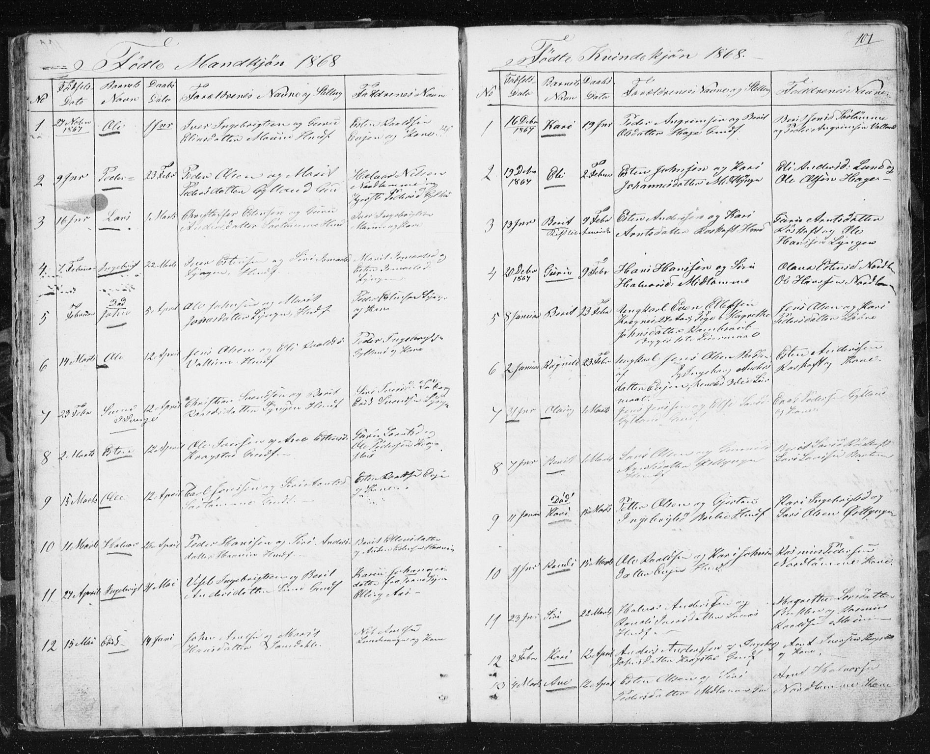 Ministerialprotokoller, klokkerbøker og fødselsregistre - Sør-Trøndelag, SAT/A-1456/692/L1110: Parish register (copy) no. 692C05, 1849-1889, p. 101