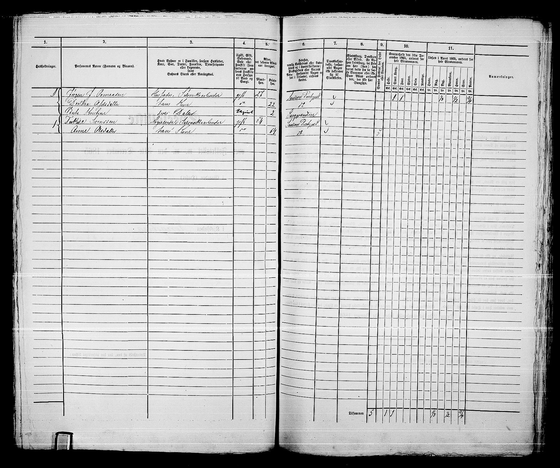 RA, 1865 census for Kongsberg/Kongsberg, 1865, p. 1345