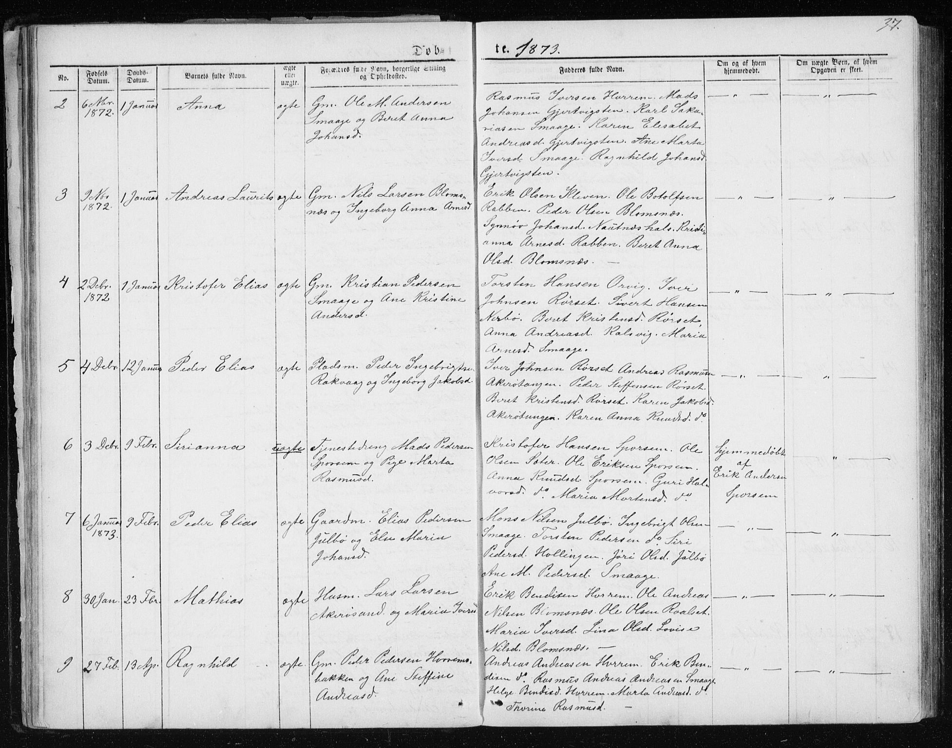 Ministerialprotokoller, klokkerbøker og fødselsregistre - Møre og Romsdal, AV/SAT-A-1454/560/L0724: Parish register (copy) no. 560C01, 1867-1892, p. 37