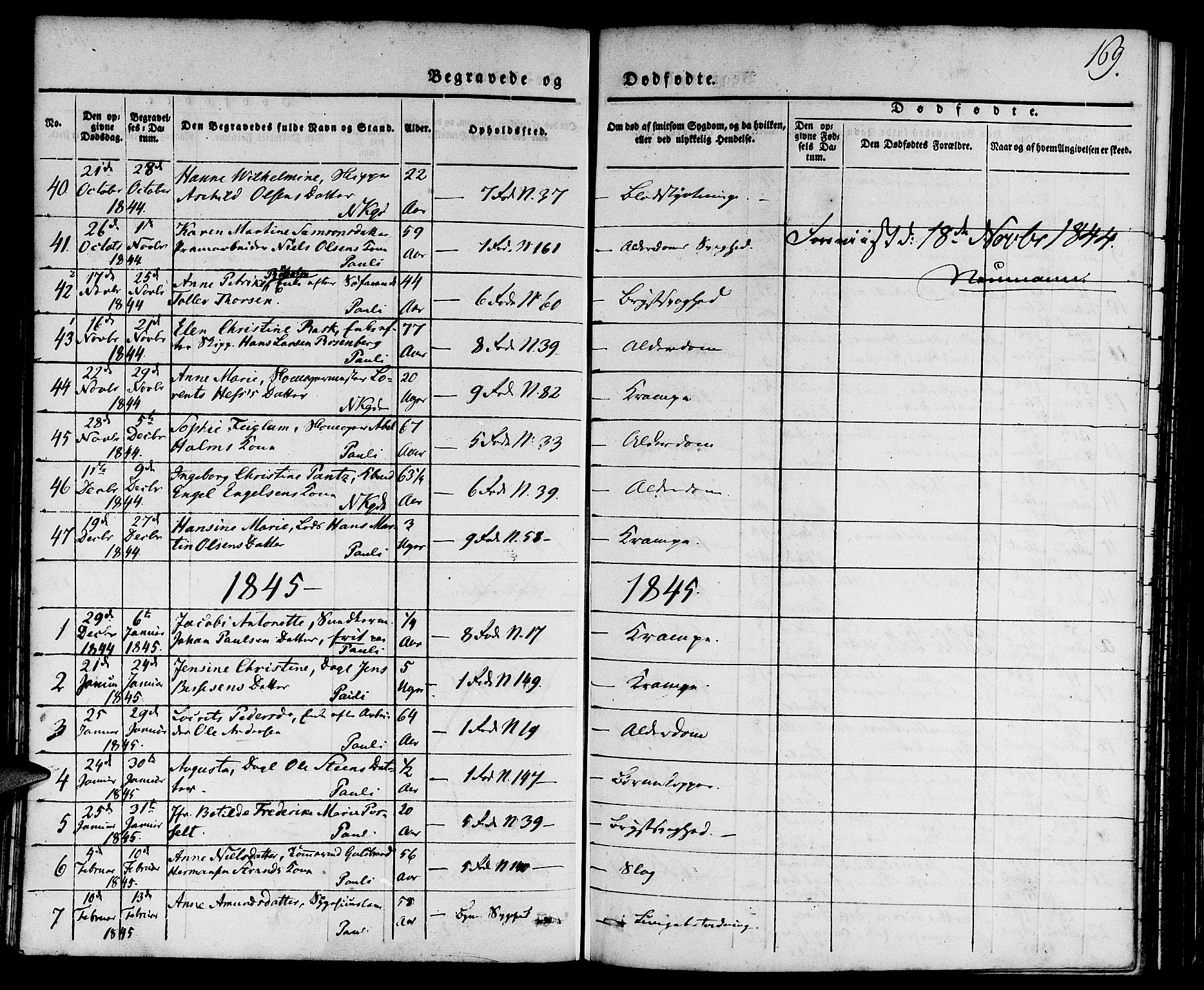 Nykirken Sokneprestembete, SAB/A-77101/H/Hab: Parish register (copy) no. E 1, 1840-1866, p. 169