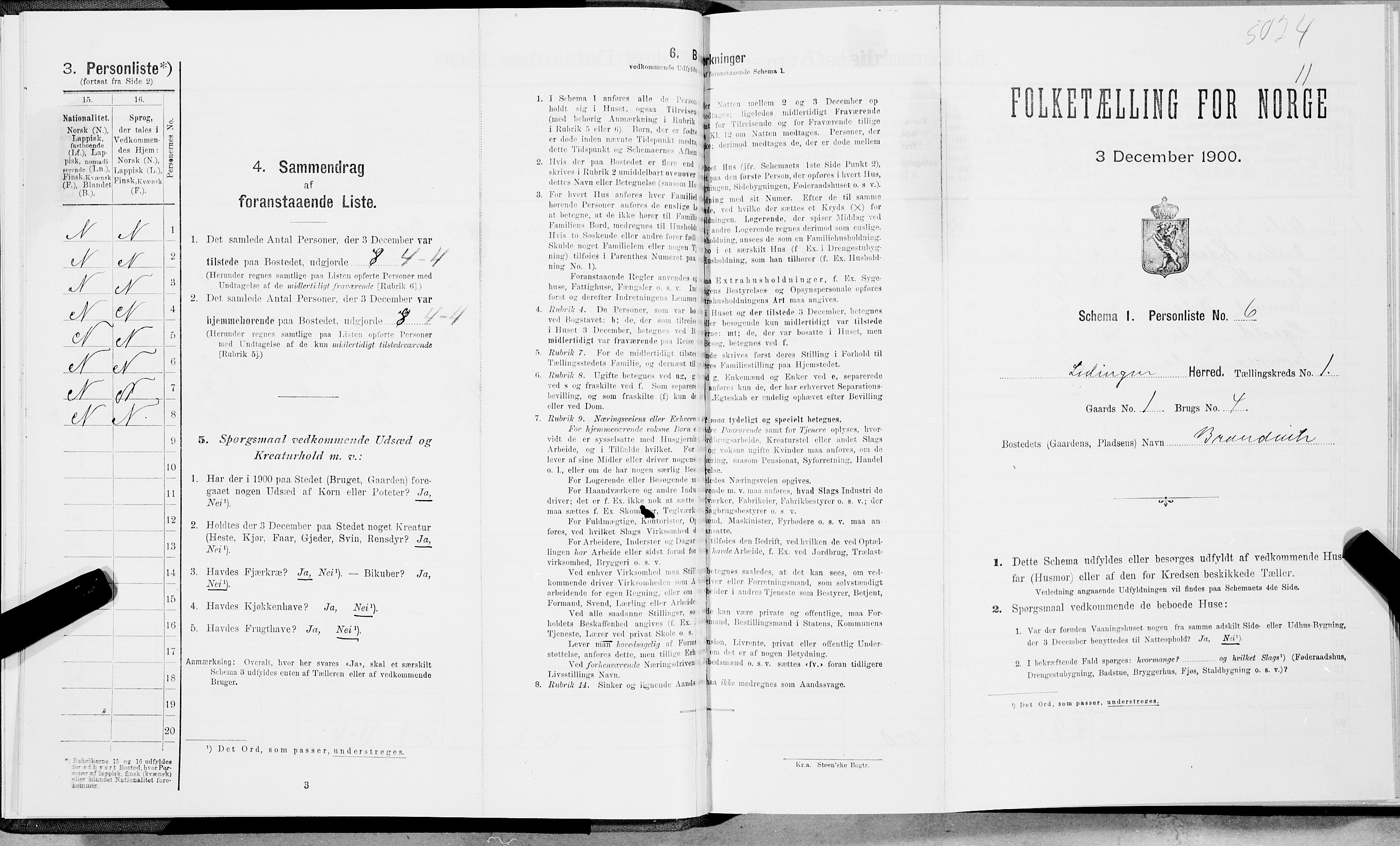 SAT, 1900 census for Ledingen, 1900, p. 22