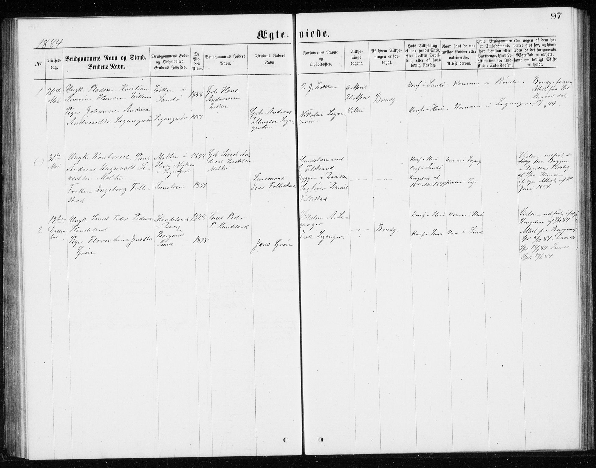 Ministerialprotokoller, klokkerbøker og fødselsregistre - Møre og Romsdal, SAT/A-1454/508/L0097: Parish register (copy) no. 508C01, 1873-1897, p. 97