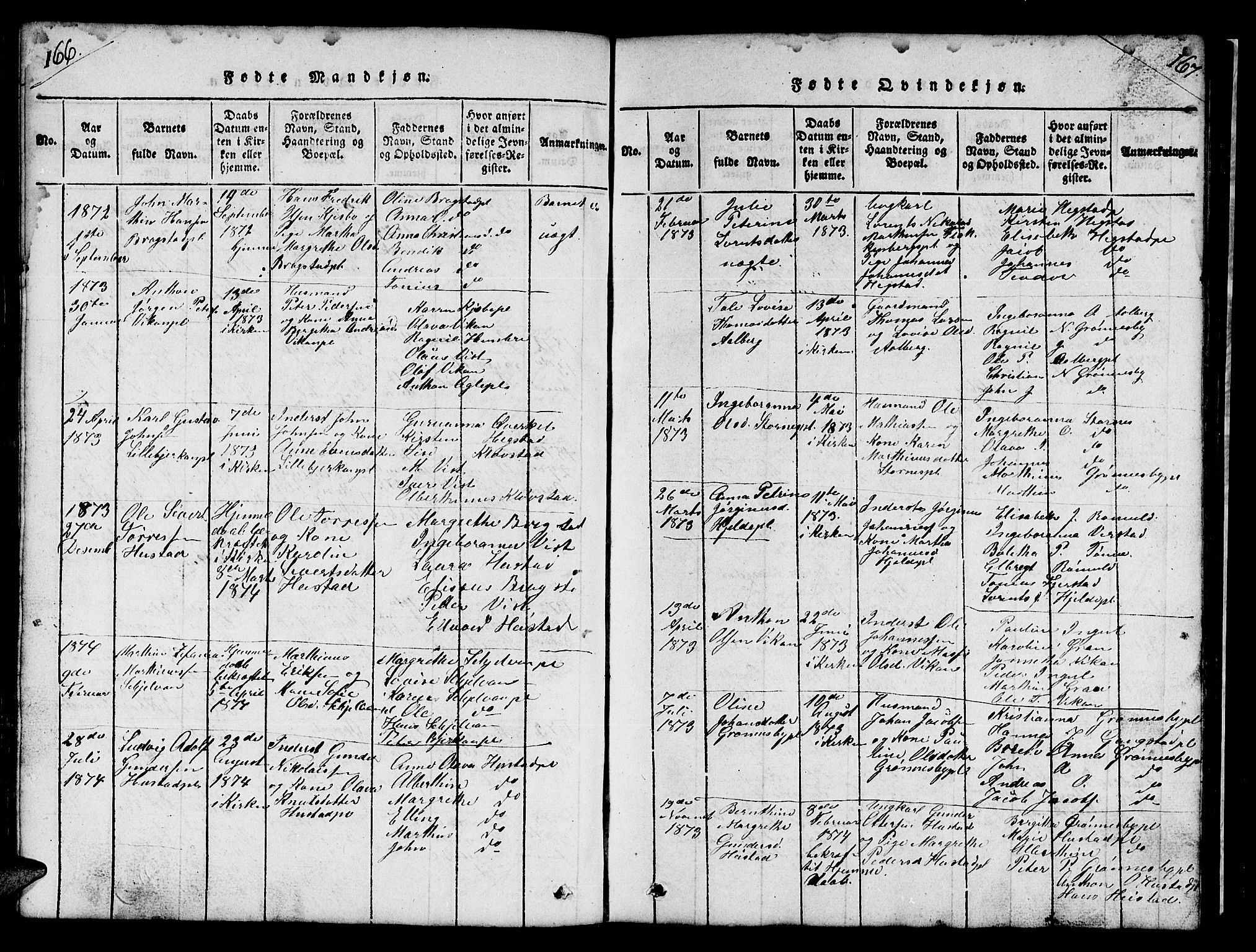 Ministerialprotokoller, klokkerbøker og fødselsregistre - Nord-Trøndelag, SAT/A-1458/732/L0317: Parish register (copy) no. 732C01, 1816-1881, p. 166-167