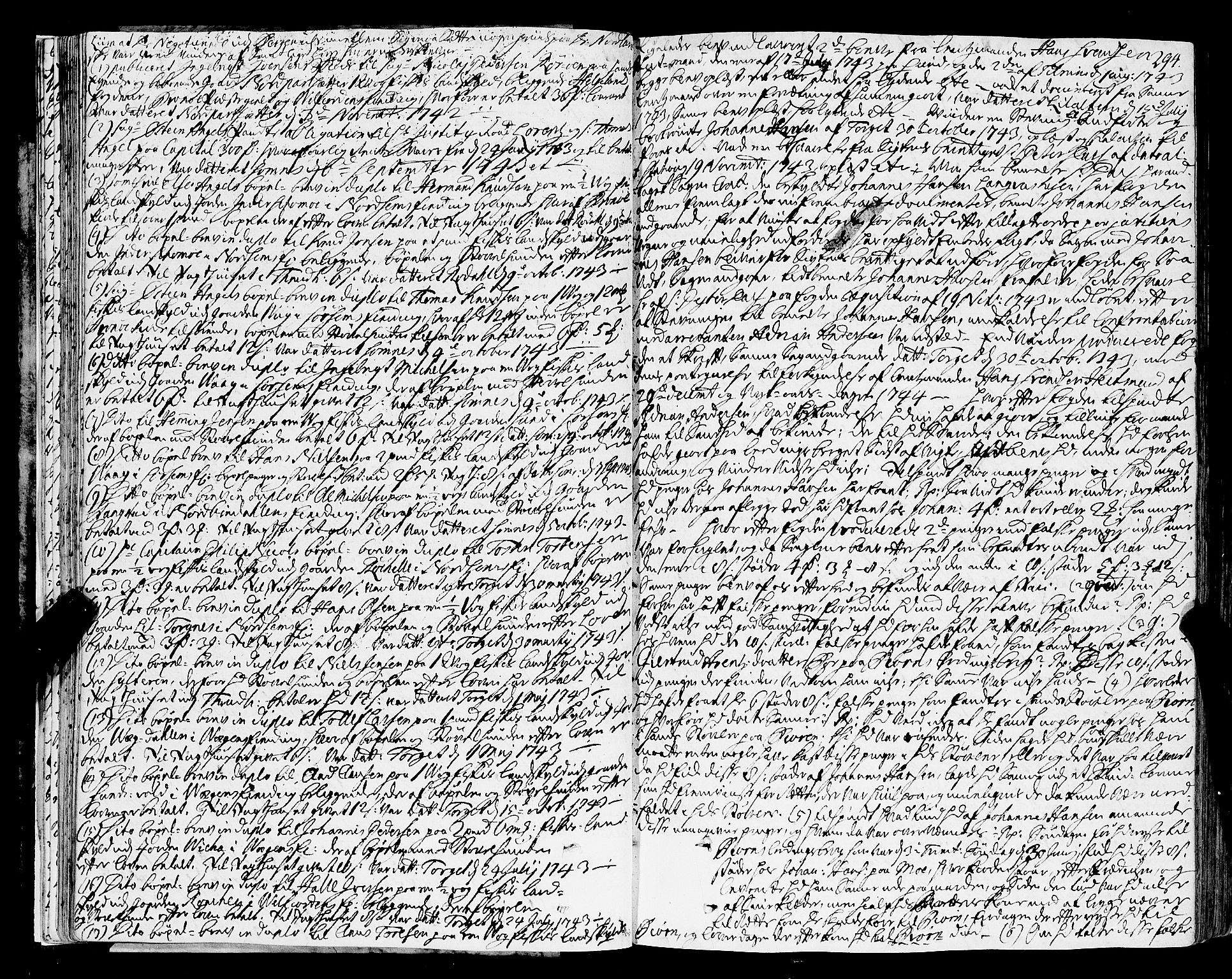 Helgeland sorenskriveri, AV/SAT-A-0004/1/1A/L0012: Tingbok 12B, 1743-1745, p. 293b-294a