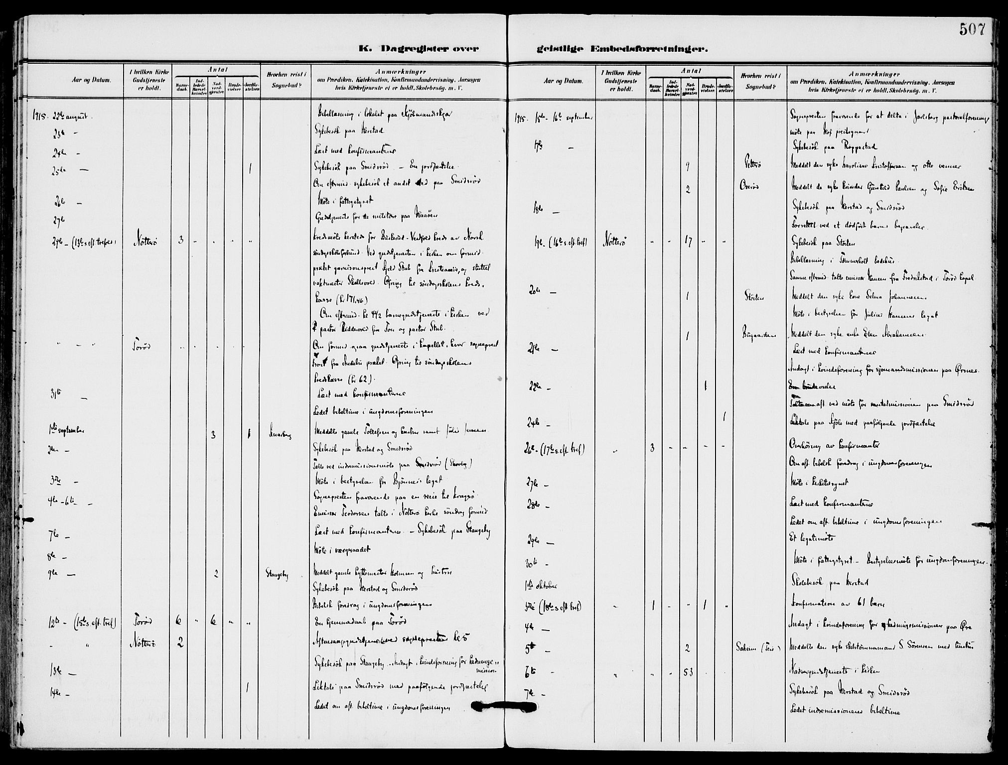 Nøtterøy kirkebøker, AV/SAKO-A-354/F/Fa/L0010: Parish register (official) no. I 10, 1908-1919, p. 507