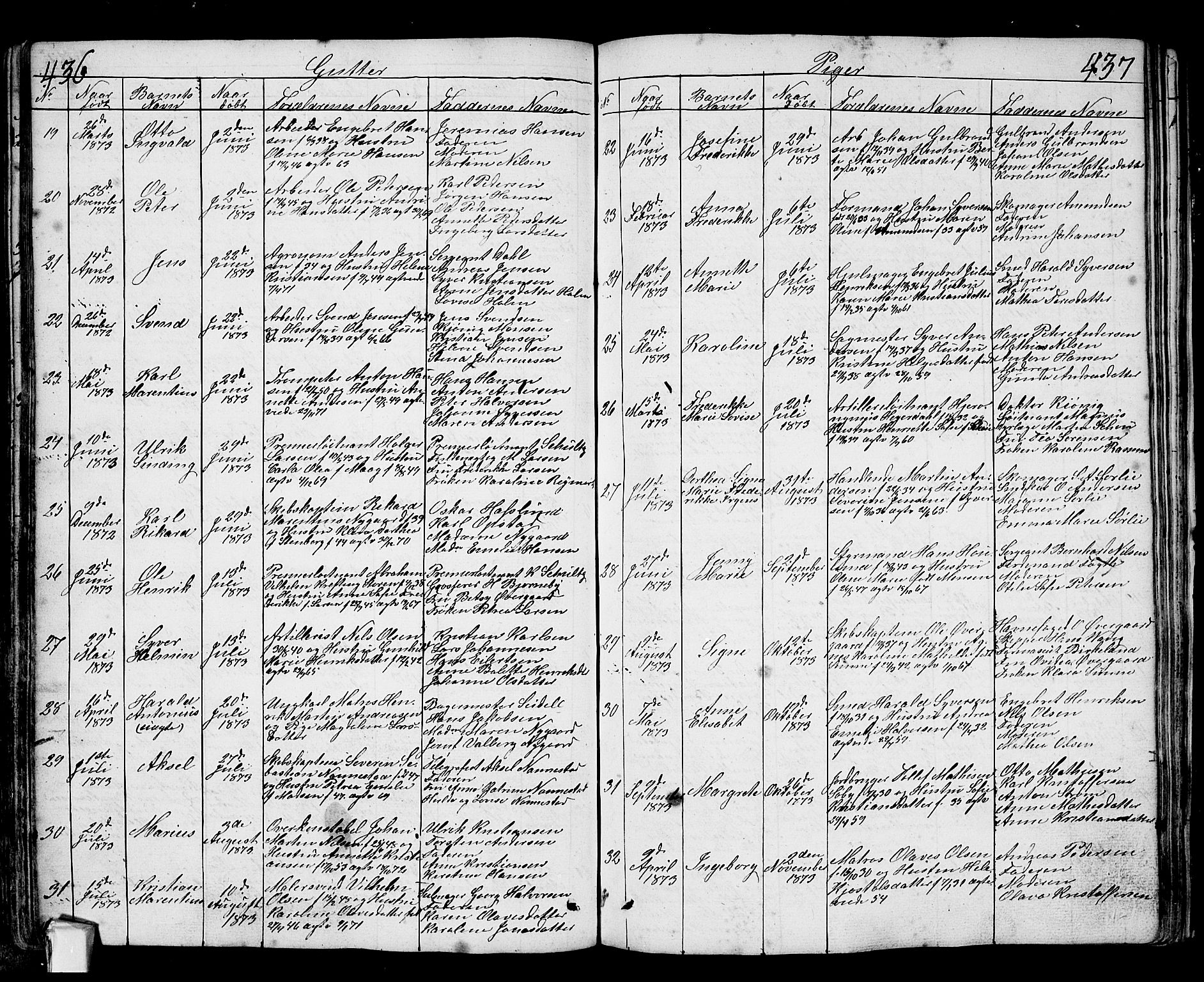 Fredrikstad prestekontor Kirkebøker, AV/SAO-A-11082/G/Ga/L0001: Parish register (copy) no. 1, 1824-1879, p. 436-437