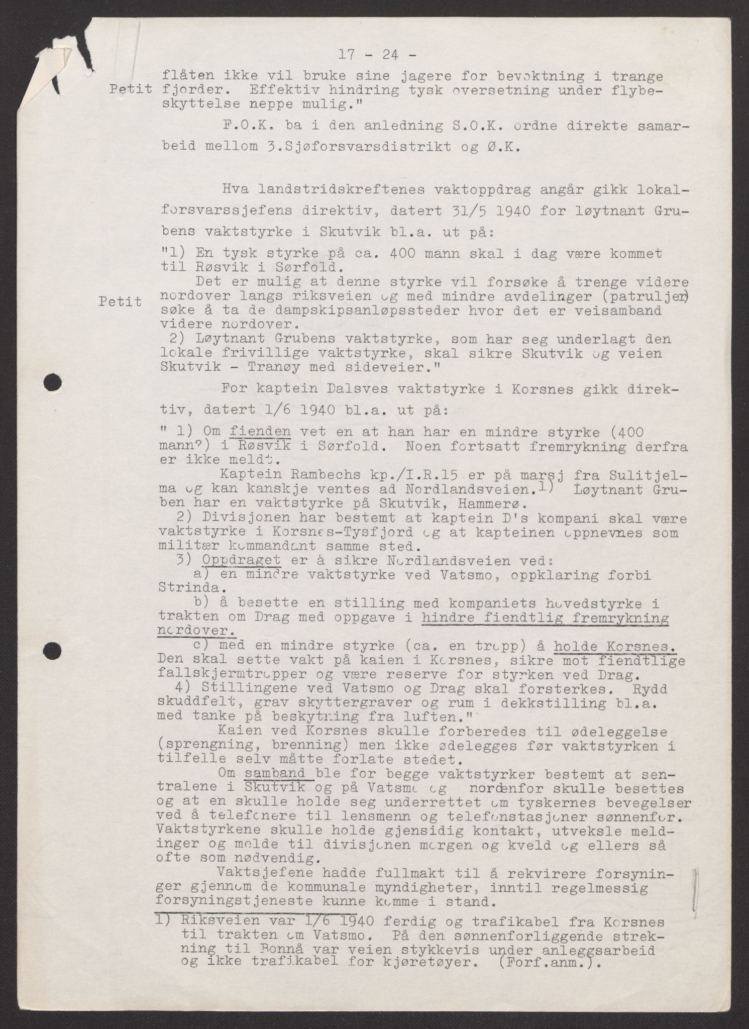 Forsvaret, Forsvarets krigshistoriske avdeling, AV/RA-RAFA-2017/Y/Yb/L0147: II-C-11-622  -  6. Divisjon, 1940, p. 243