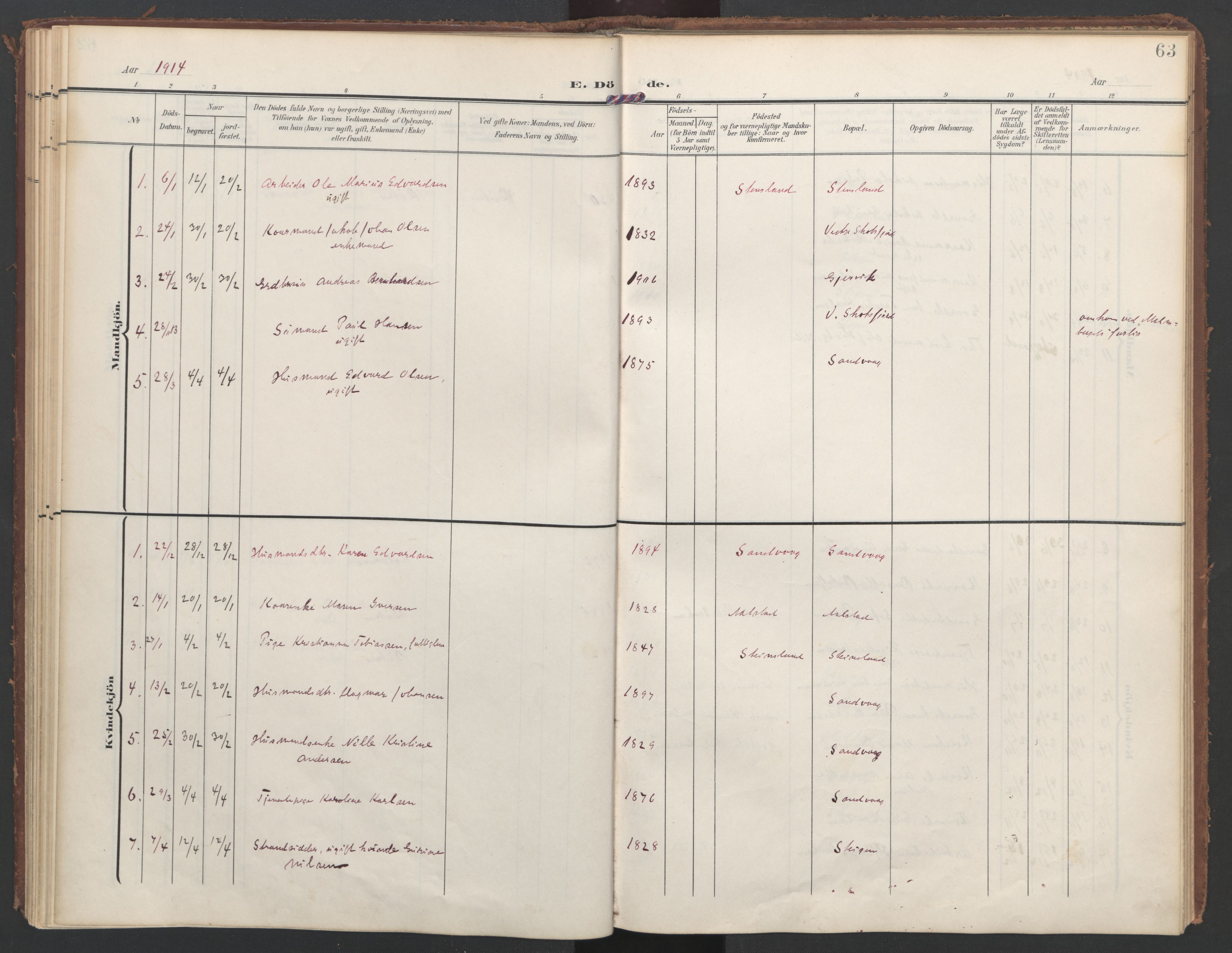 Ministerialprotokoller, klokkerbøker og fødselsregistre - Nordland, AV/SAT-A-1459/855/L0806: Parish register (official) no. 855A14, 1906-1922, p. 63