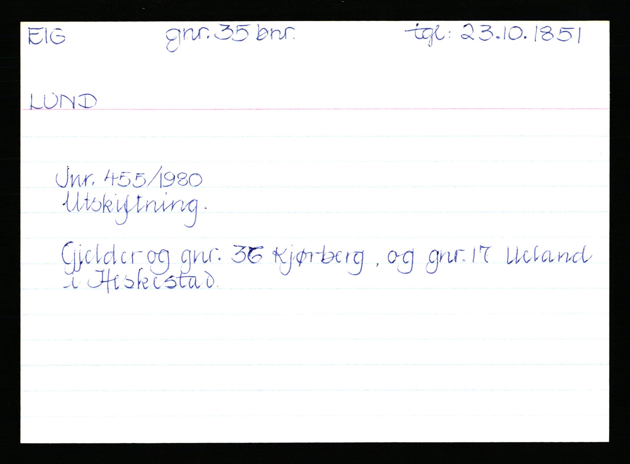 Statsarkivet i Stavanger, AV/SAST-A-101971/03/Y/Yk/L0008: Registerkort sortert etter gårdsnavn: Eig - Erlien, 1750-1930, p. 35