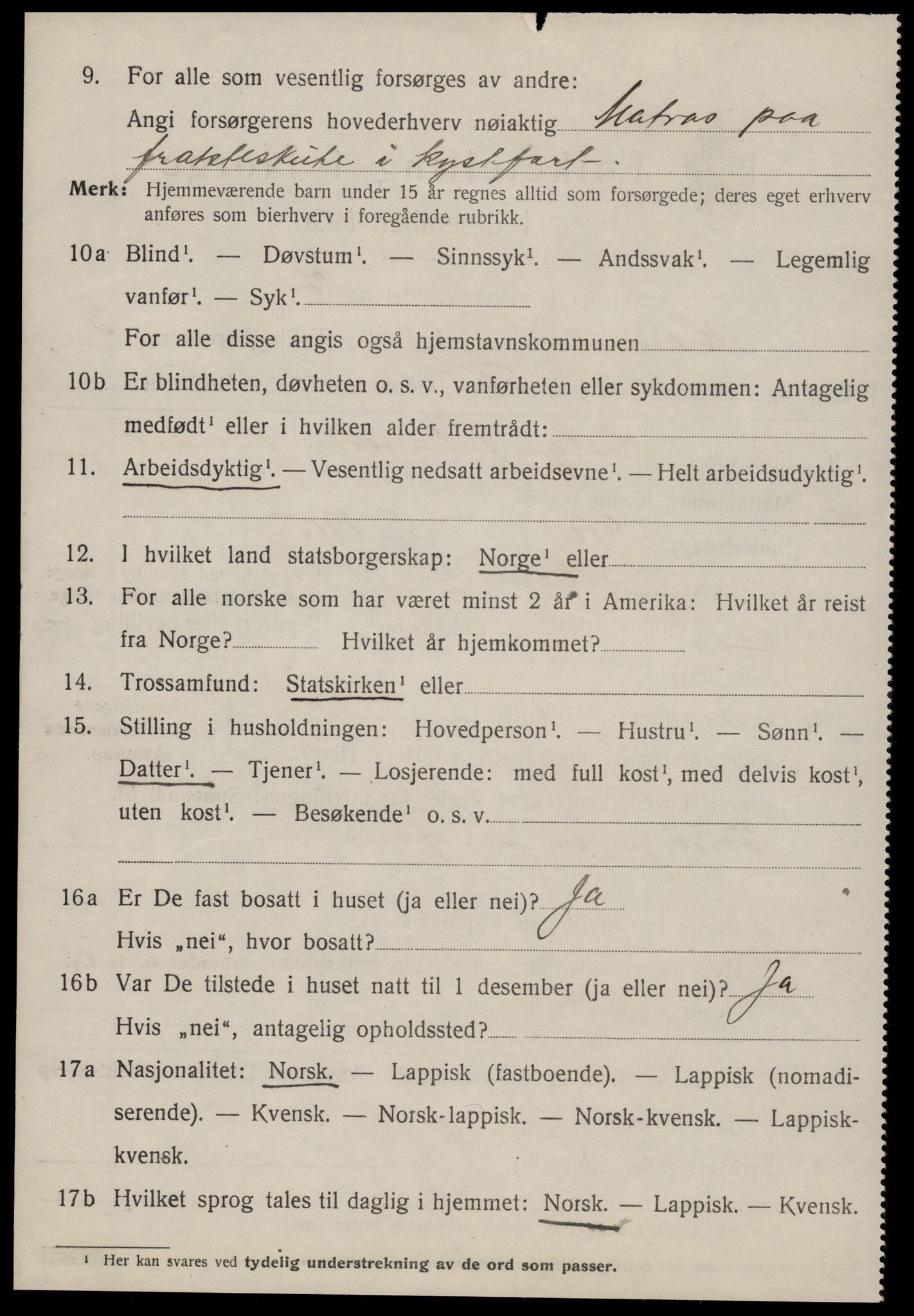 SAT, 1920 census for Hemne, 1920, p. 2847