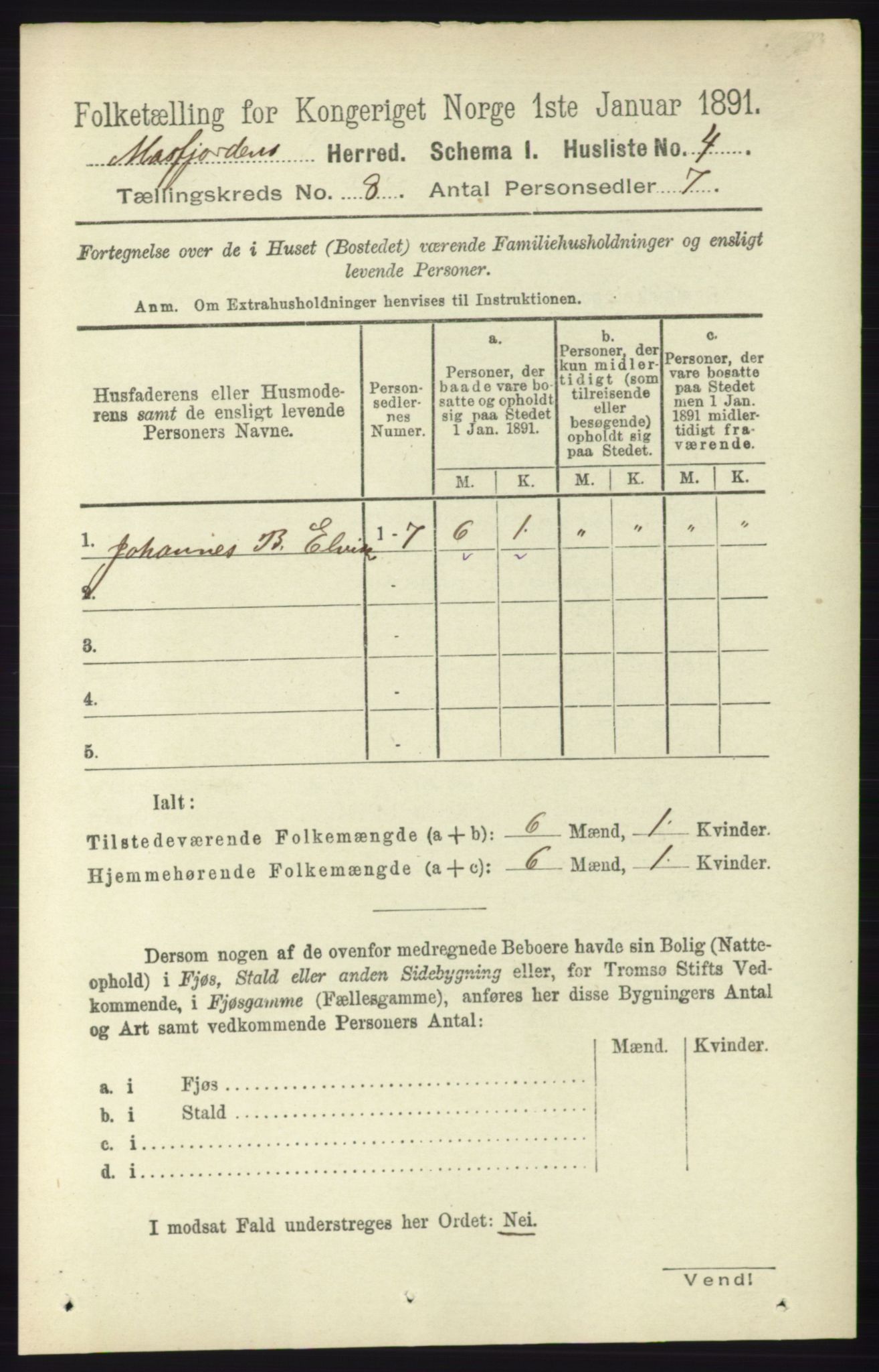 RA, 1891 census for 1266 Masfjorden, 1891, p. 1516