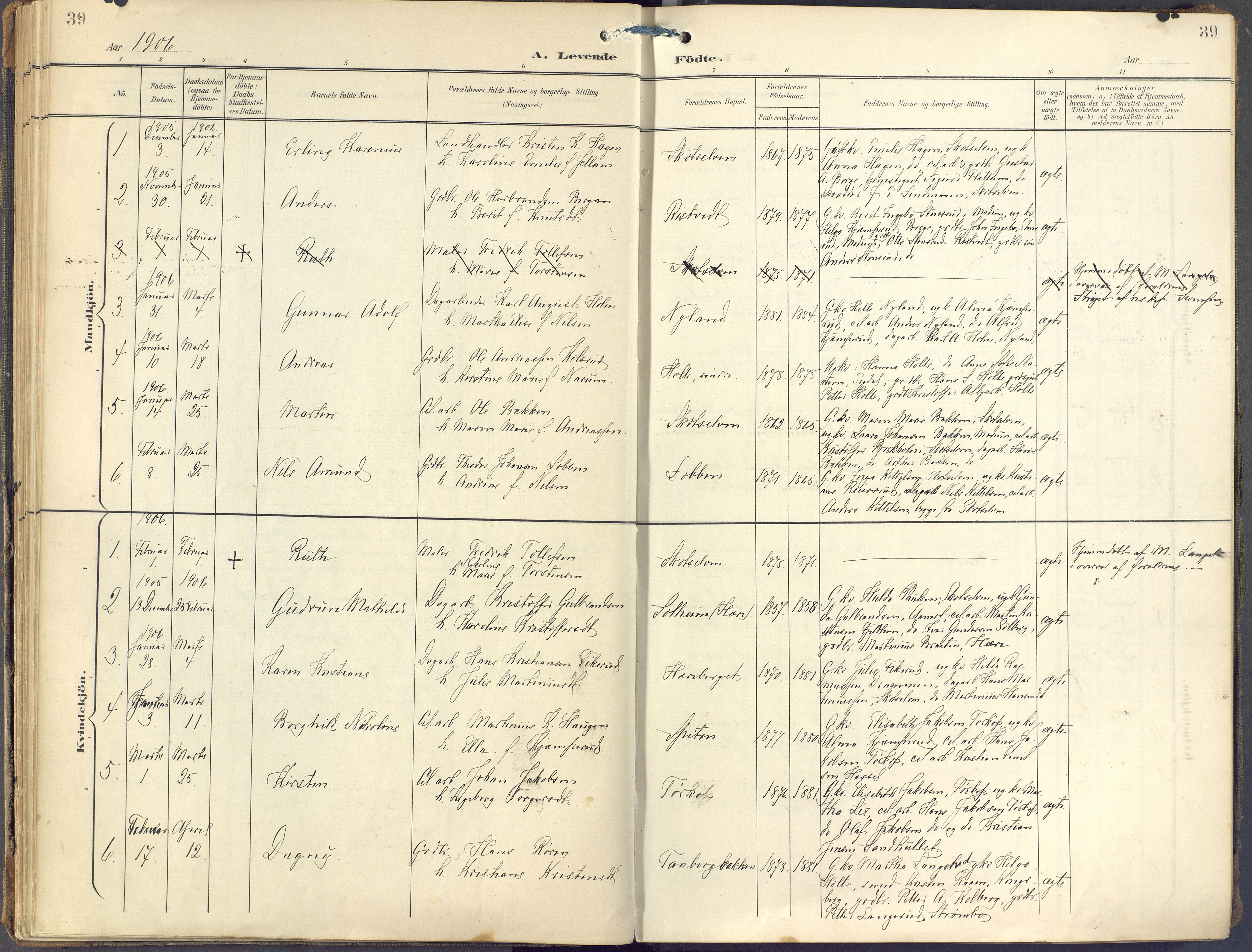 Eiker kirkebøker, SAKO/A-4/F/Fc/L0004: Parish register (official) no. III 4, 1900-1919, p. 39