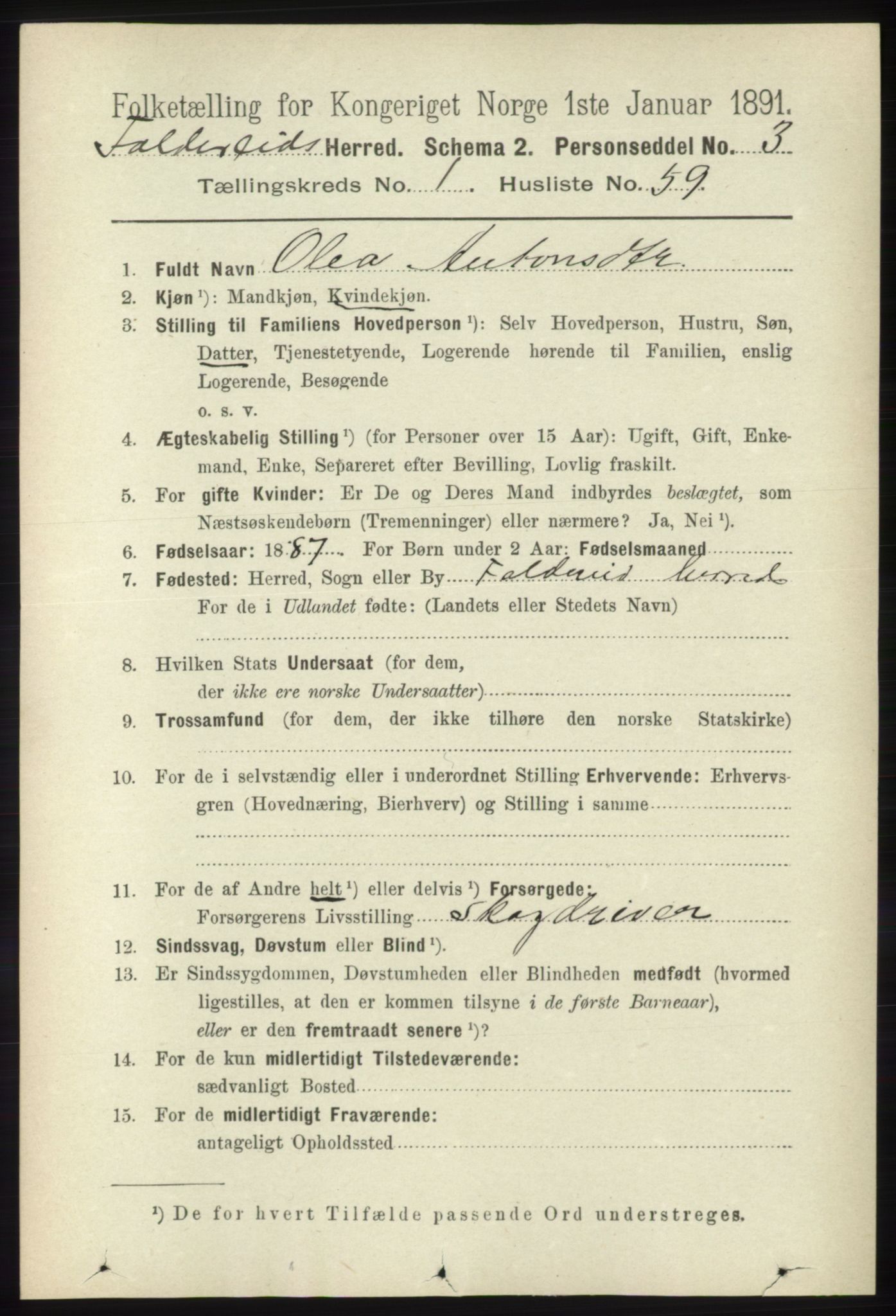 RA, 1891 census for 1753 Foldereid, 1891, p. 495