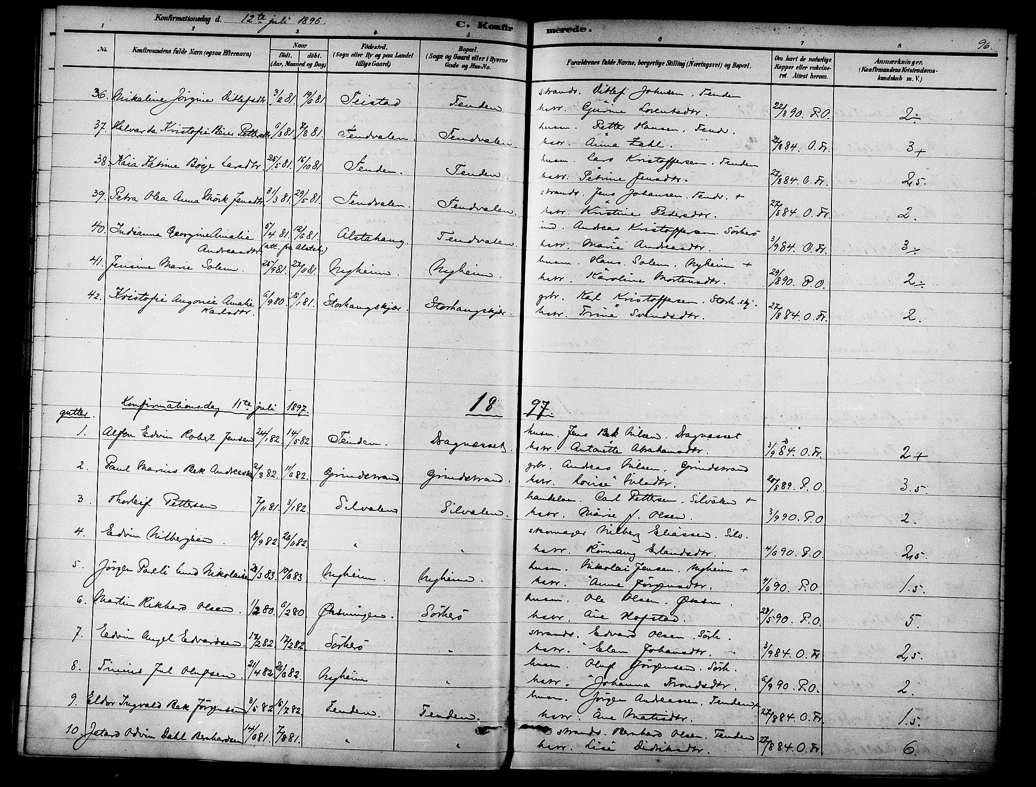 Ministerialprotokoller, klokkerbøker og fødselsregistre - Nordland, AV/SAT-A-1459/834/L0508: Parish register (official) no. 834A06, 1892-1901, p. 96