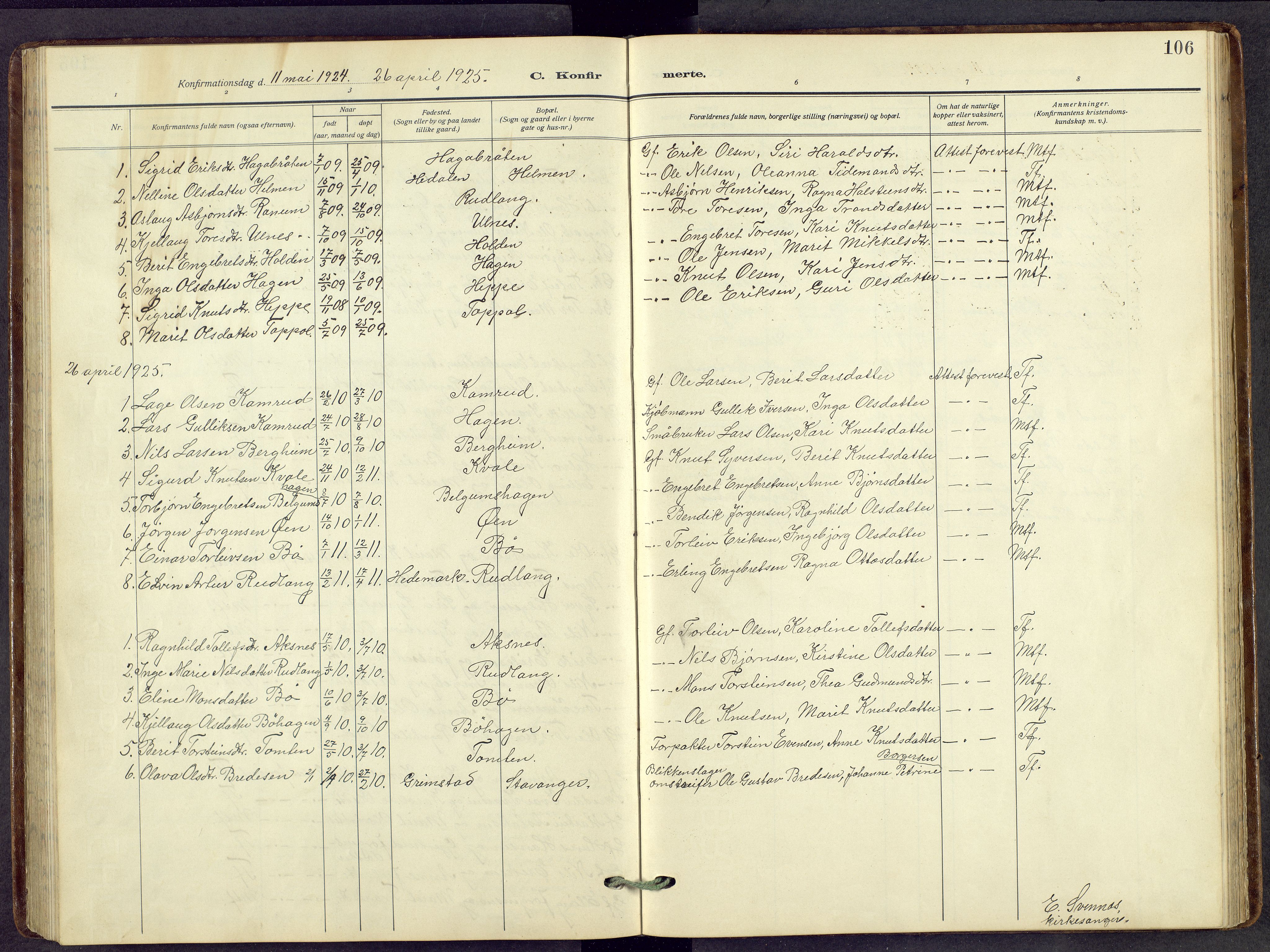 Nord-Aurdal prestekontor, AV/SAH-PREST-132/H/Ha/Hab/L0014: Parish register (copy) no. 14, 1917-1953, p. 106