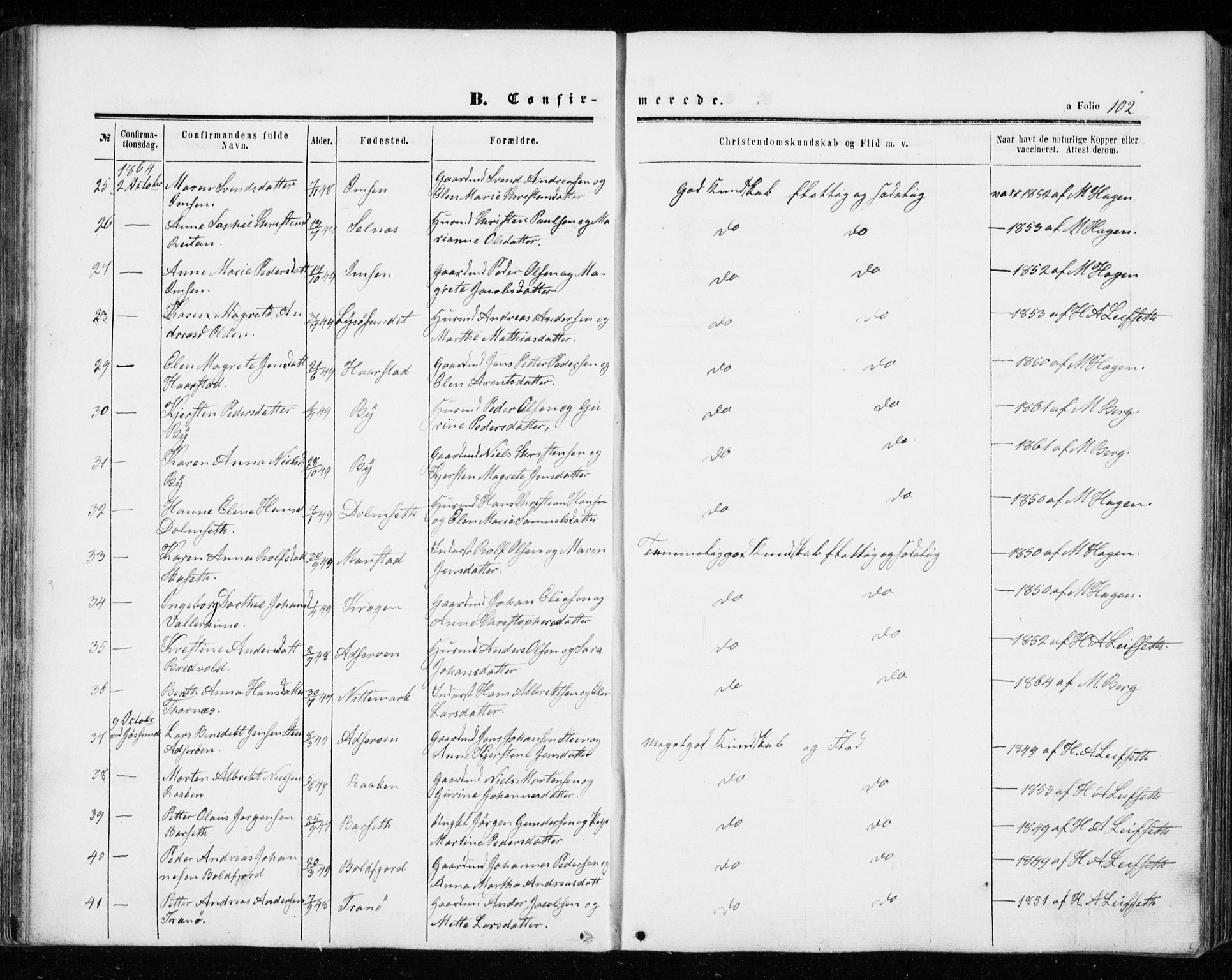 Ministerialprotokoller, klokkerbøker og fødselsregistre - Sør-Trøndelag, SAT/A-1456/655/L0678: Parish register (official) no. 655A07, 1861-1873, p. 102
