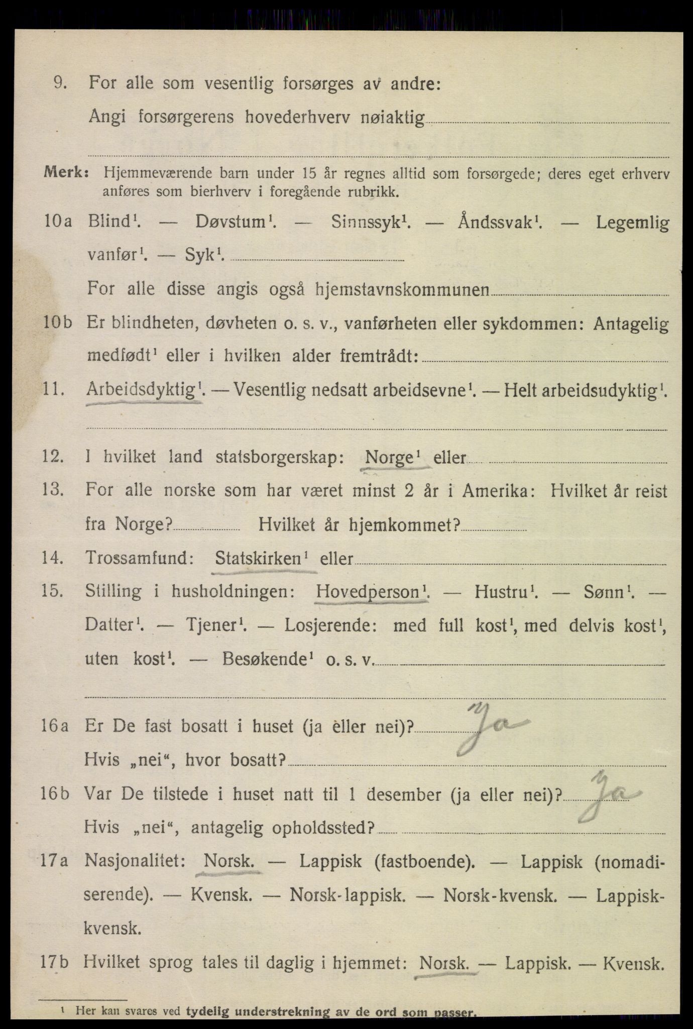 SAT, 1920 census for Tjøtta, 1920, p. 4058