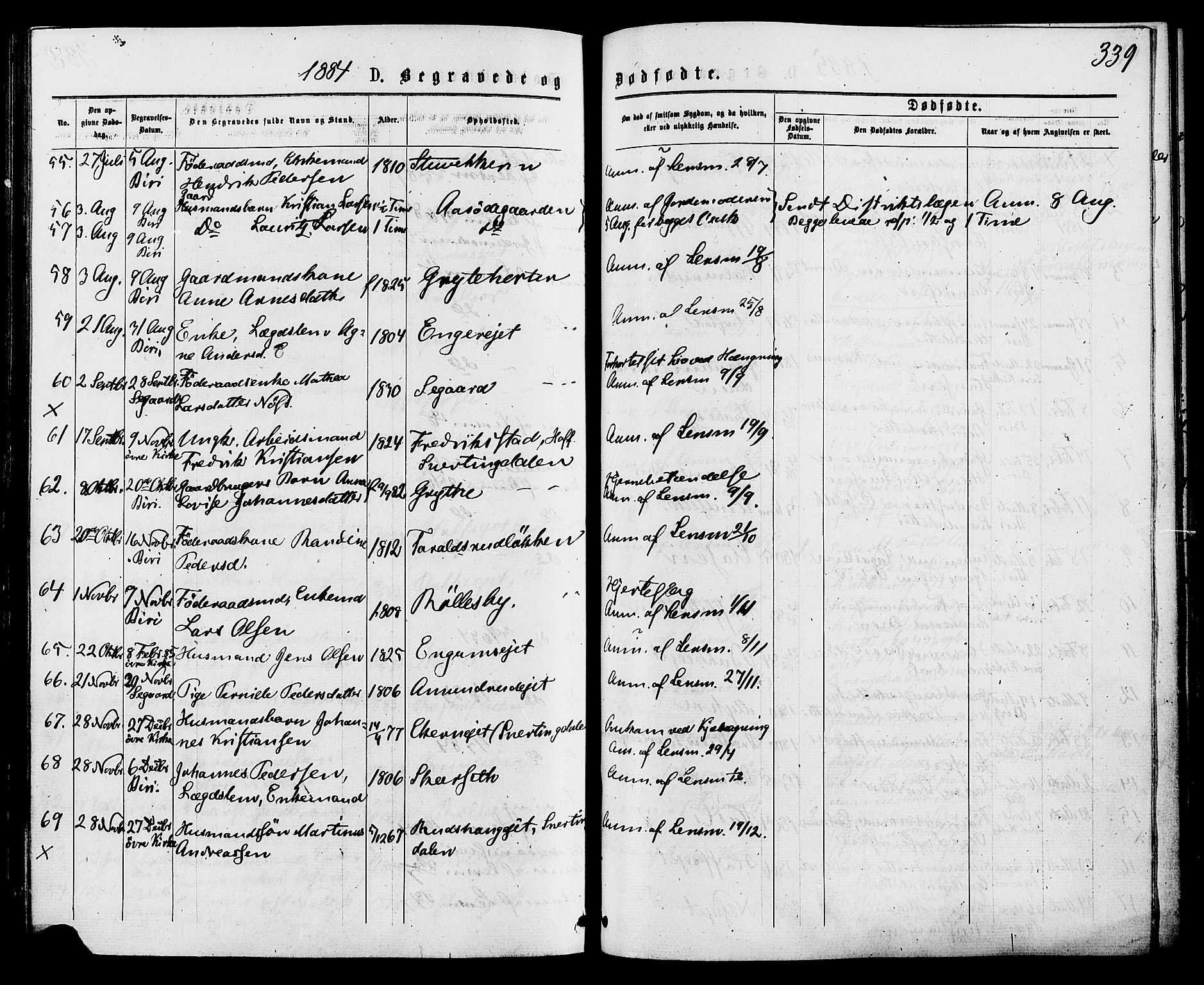 Biri prestekontor, SAH/PREST-096/H/Ha/Haa/L0006: Parish register (official) no. 6, 1877-1886, p. 339