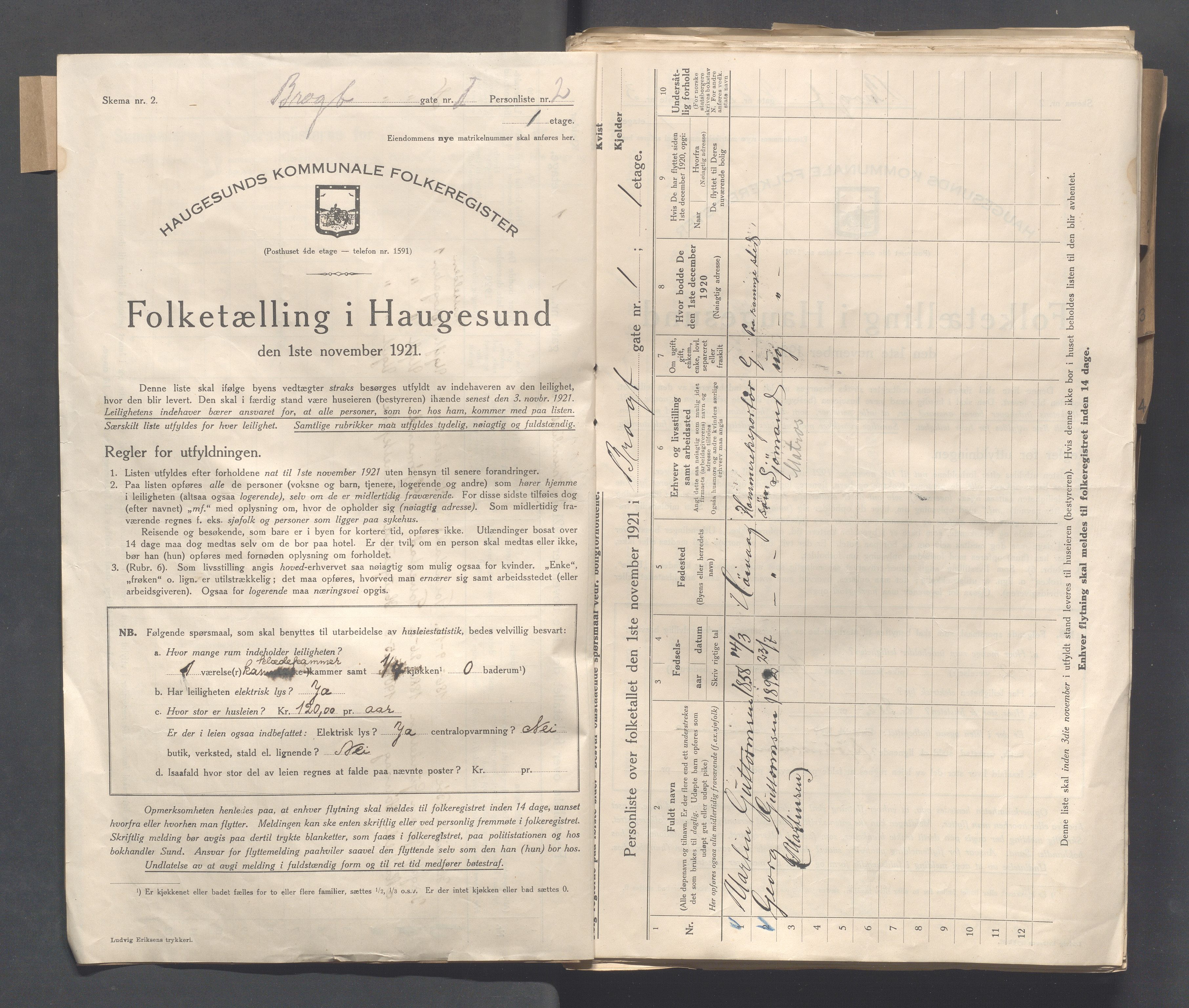 IKAR, Local census 1.11.1921 for Haugesund, 1921, p. 5889