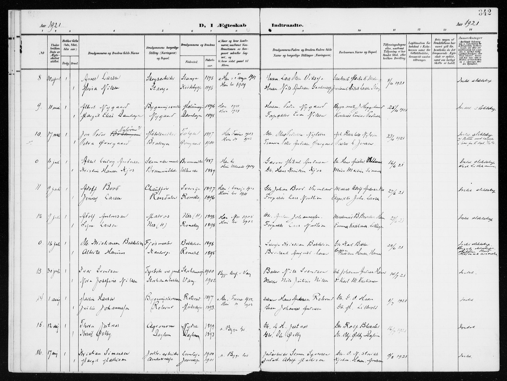 Furnes prestekontor, SAH/PREST-012/K/Ka/L0001: Parish register (official) no. 1, 1907-1935, p. 342
