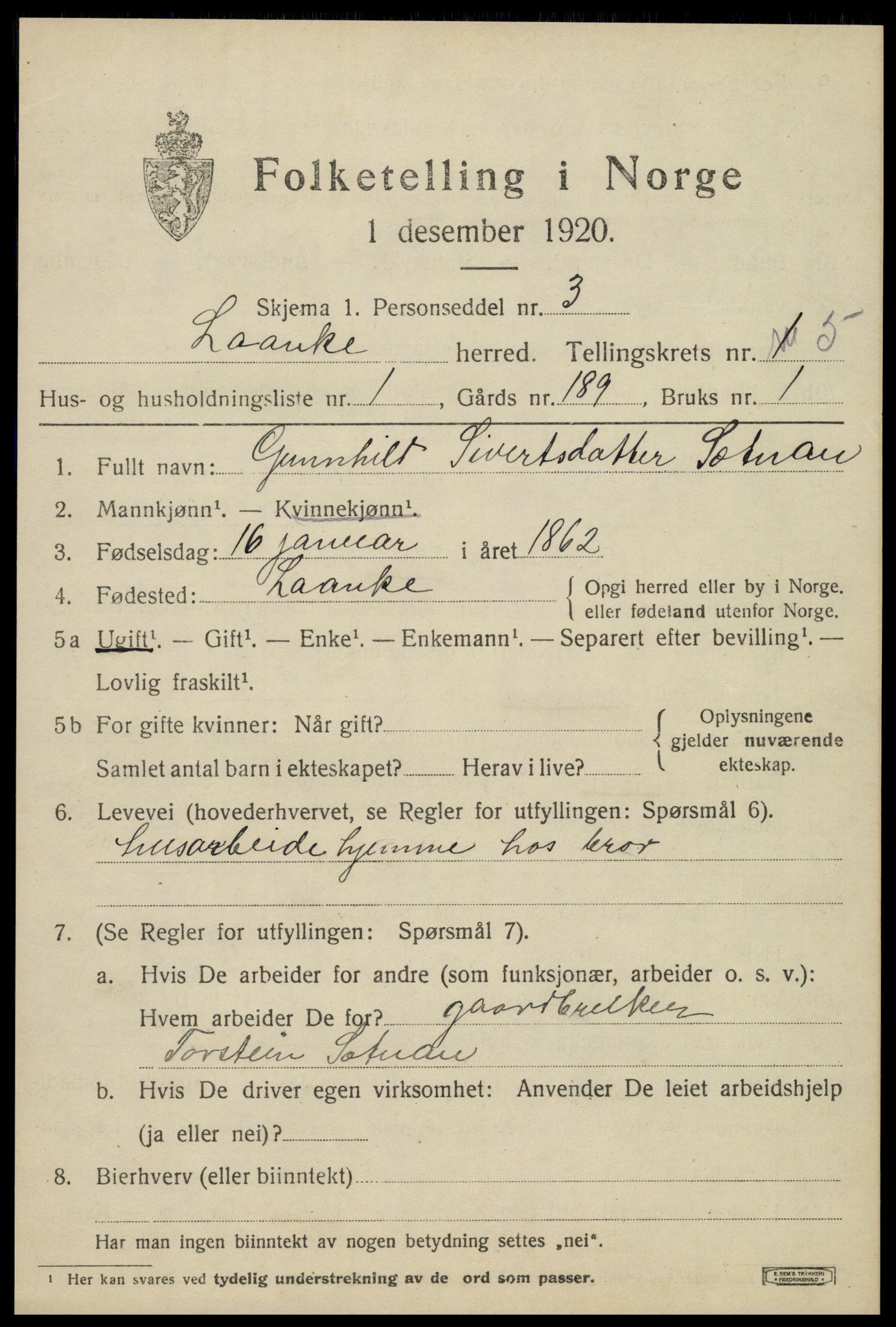 SAT, 1920 census for Lånke, 1920, p. 2770