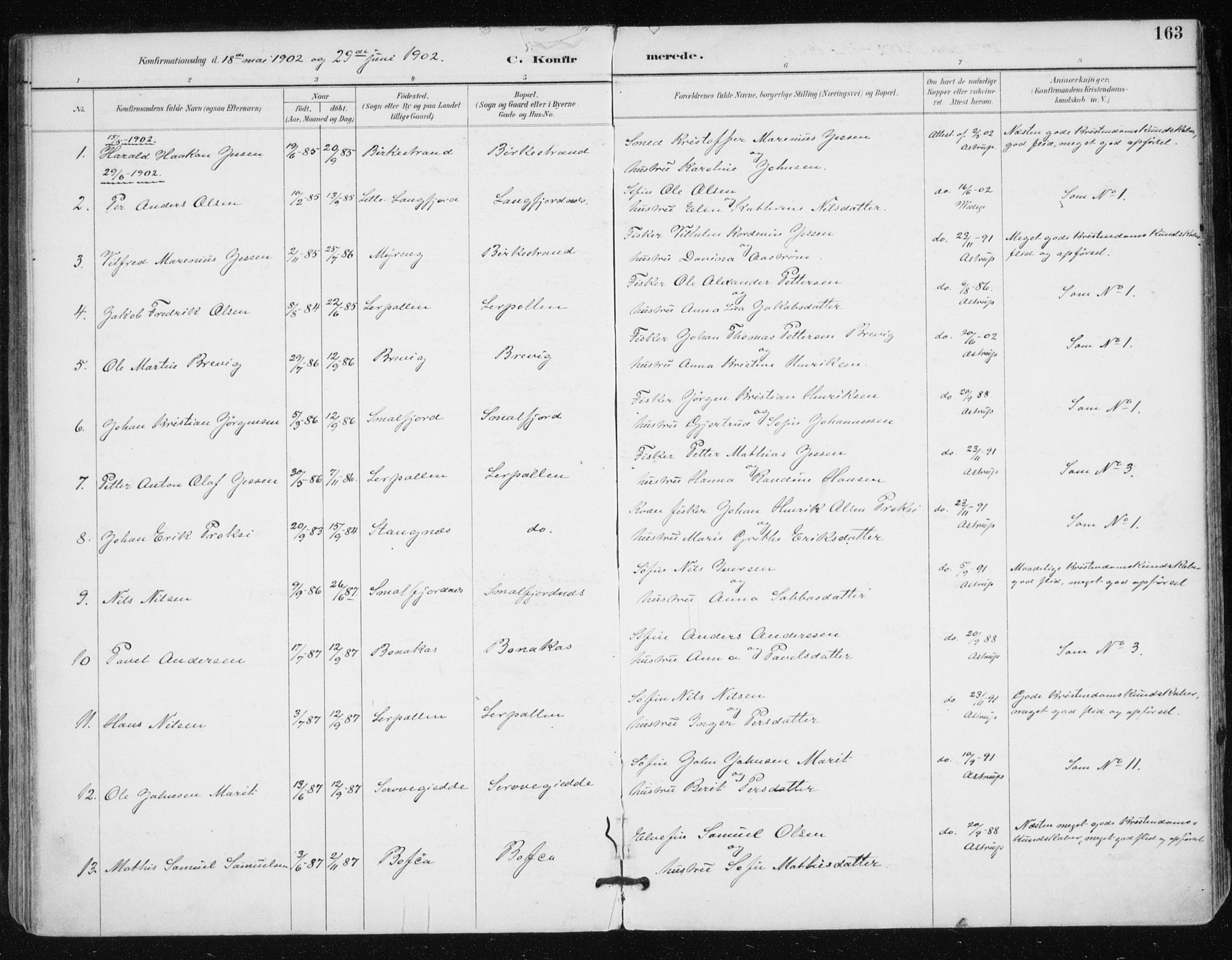 Tana sokneprestkontor, SATØ/S-1334/H/Ha/L0005kirke: Parish register (official) no. 5, 1891-1903, p. 163