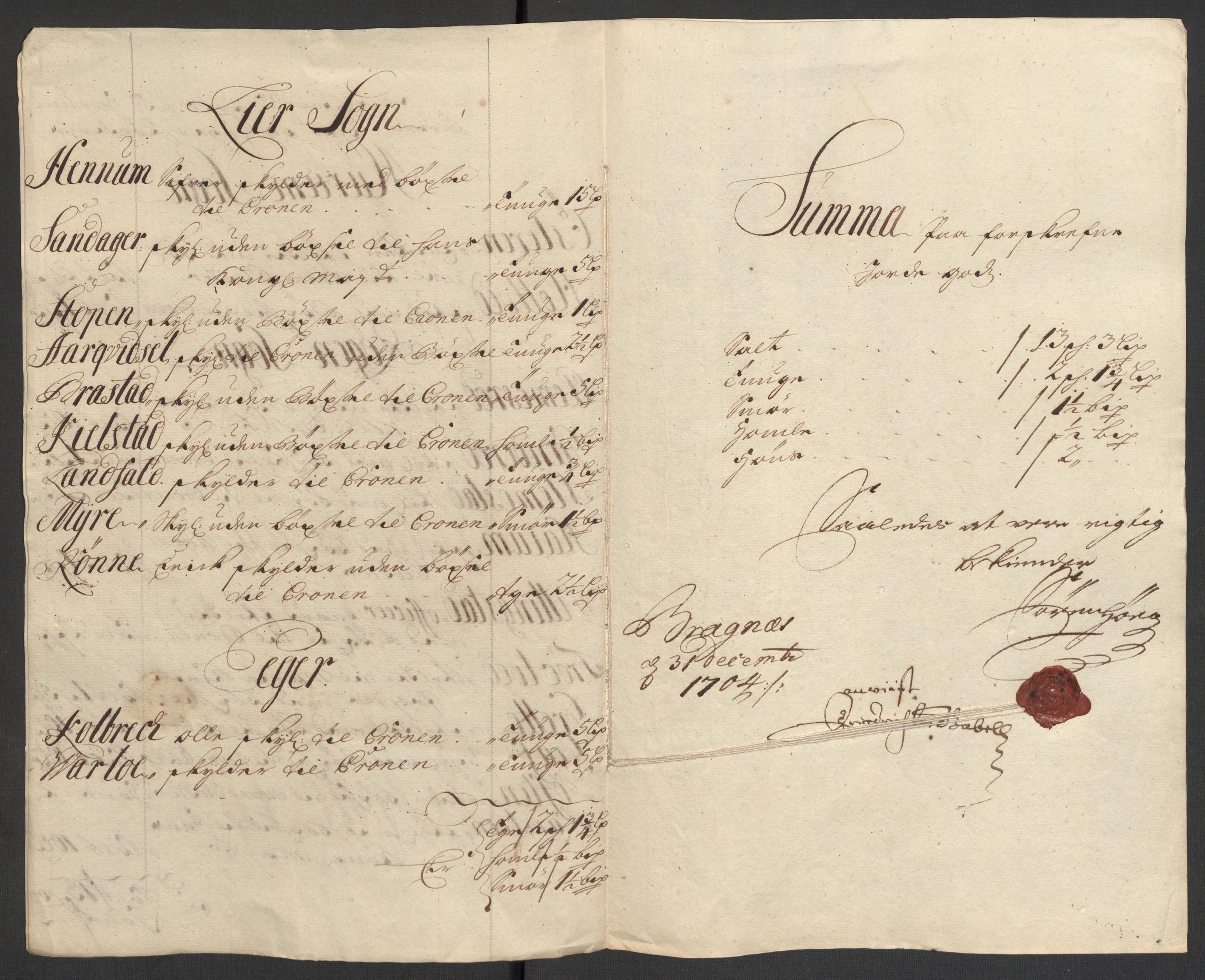 Rentekammeret inntil 1814, Reviderte regnskaper, Fogderegnskap, AV/RA-EA-4092/R30/L1700: Fogderegnskap Hurum, Røyken, Eiker og Lier, 1704-1705, p. 18