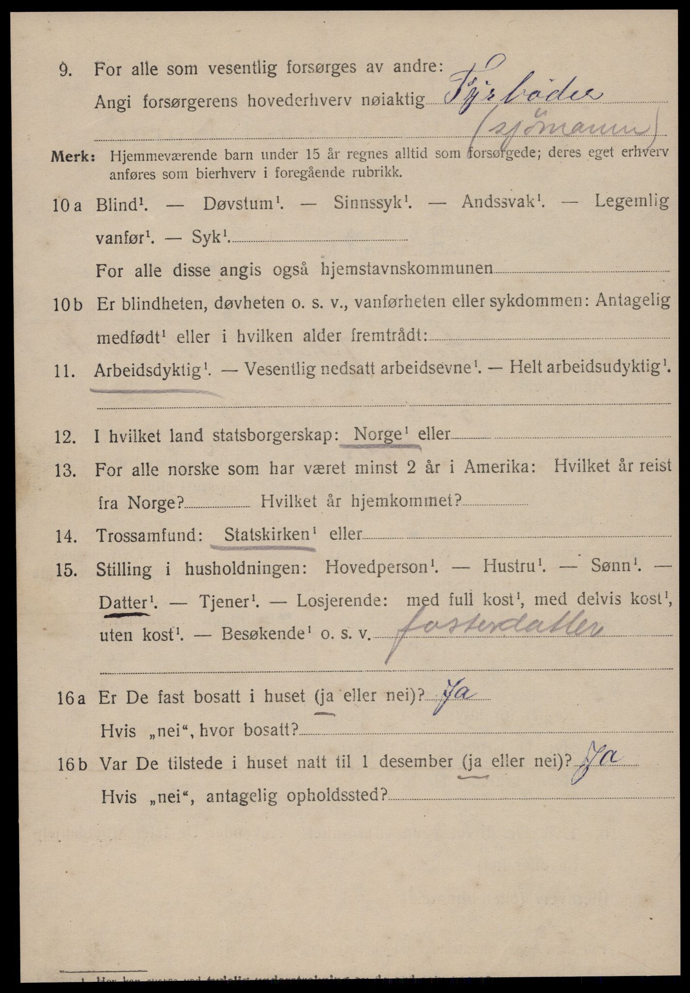 SAT, 1920 census for Kristiansund, 1920, p. 31994