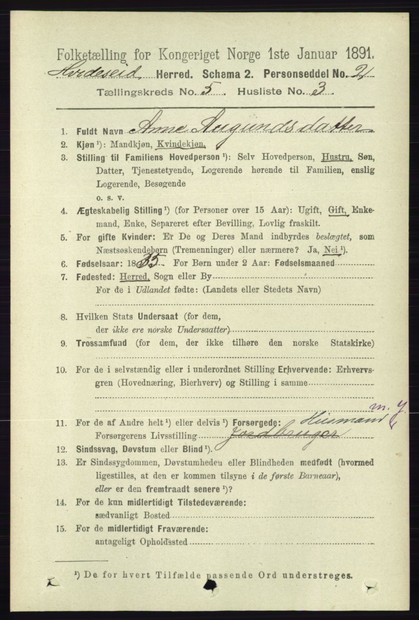 RA, 1891 census for 0829 Kviteseid, 1891, p. 919