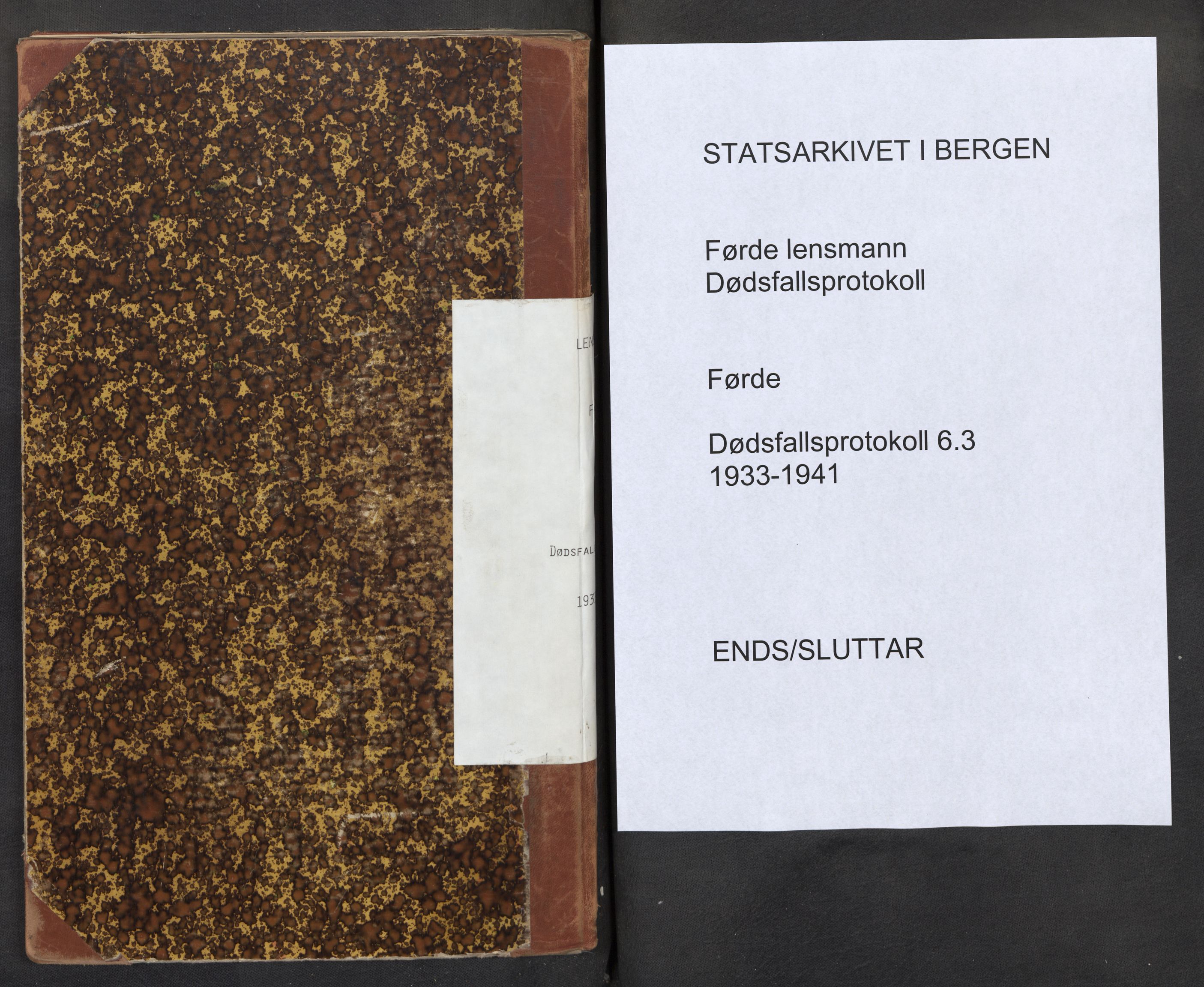 Lensmannen i Førde, SAB/A-27401/0006/L0003: Dødsfallprotokoll, 1933-1941