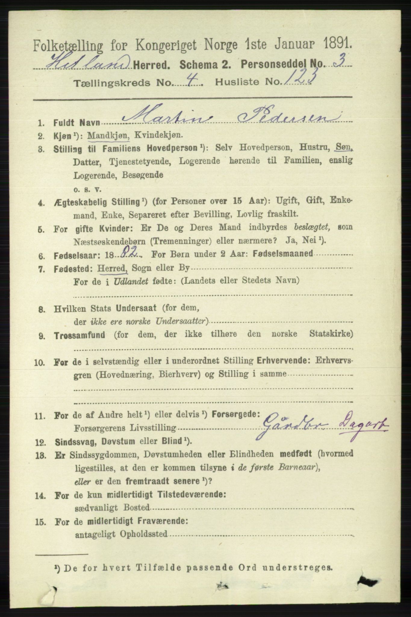 RA, 1891 census for 1126 Hetland, 1891, p. 2681