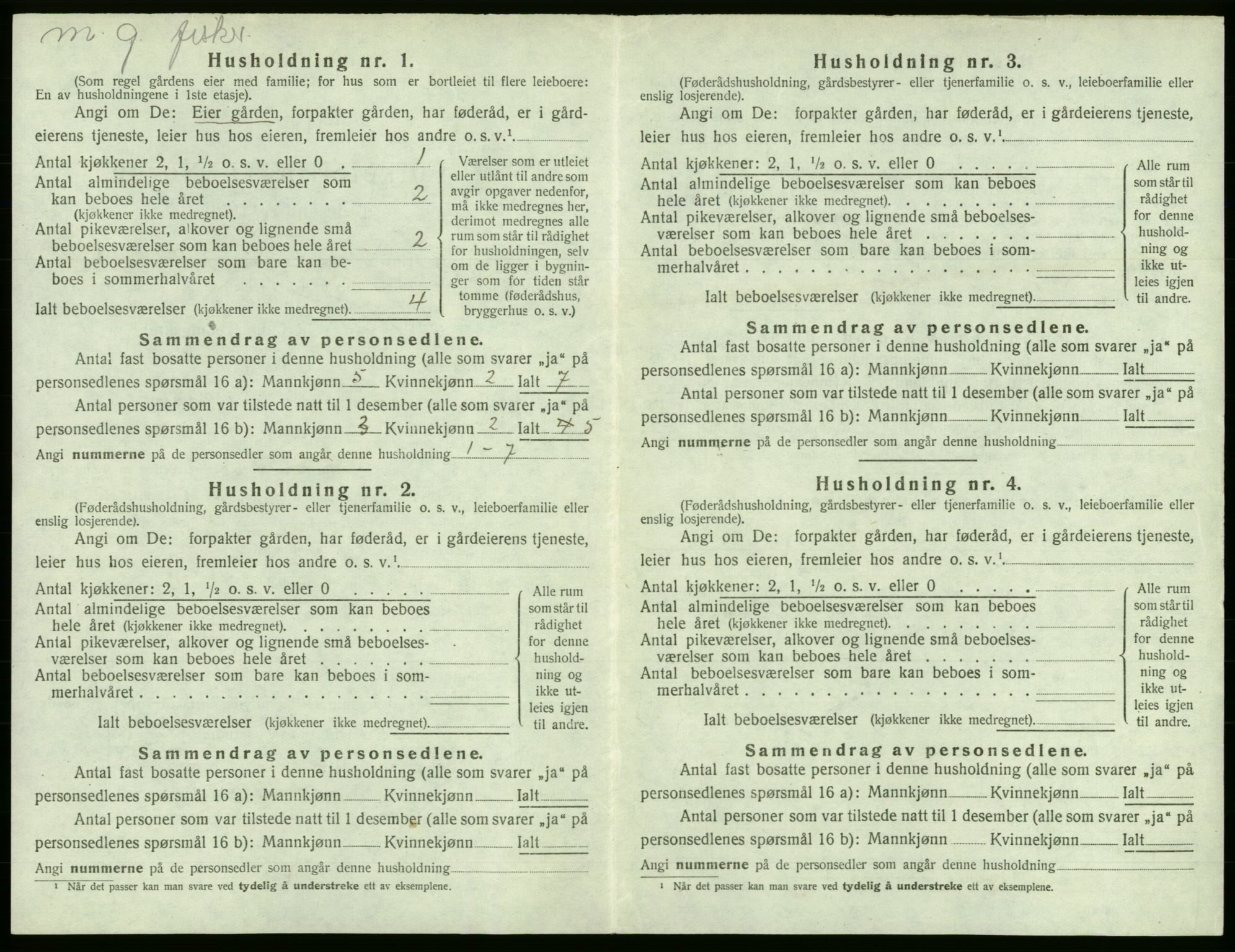 SAB, 1920 census for Sund, 1920, p. 121