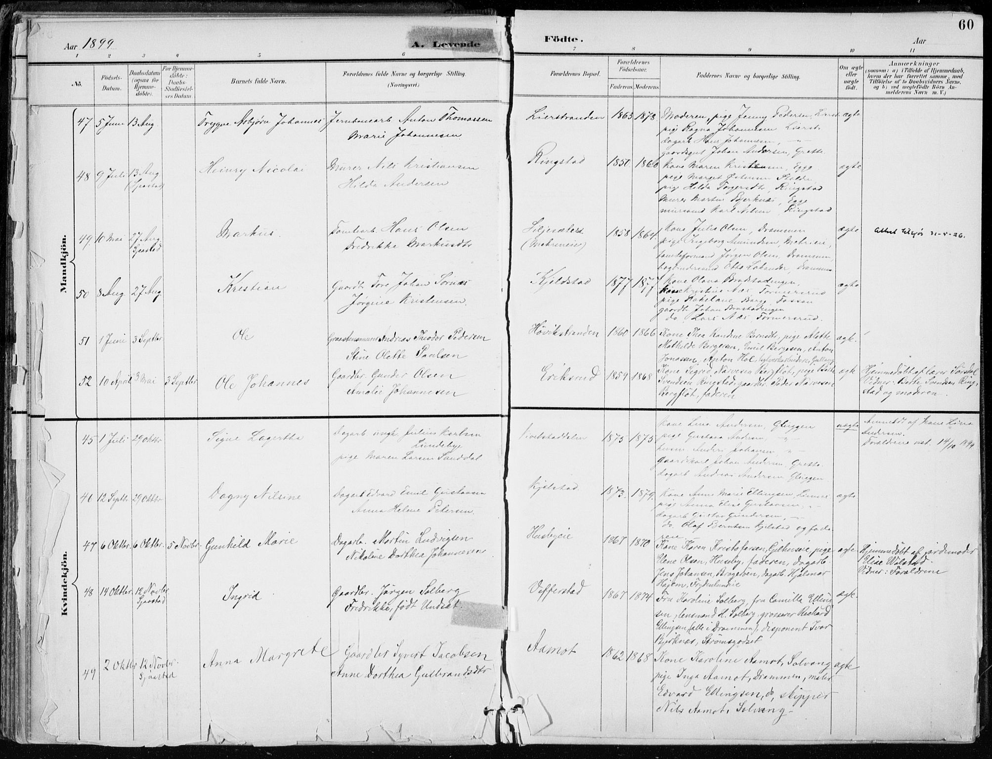 Lier kirkebøker, AV/SAKO-A-230/F/Fa/L0016: Parish register (official) no. I 16, 1895-1900, p. 60