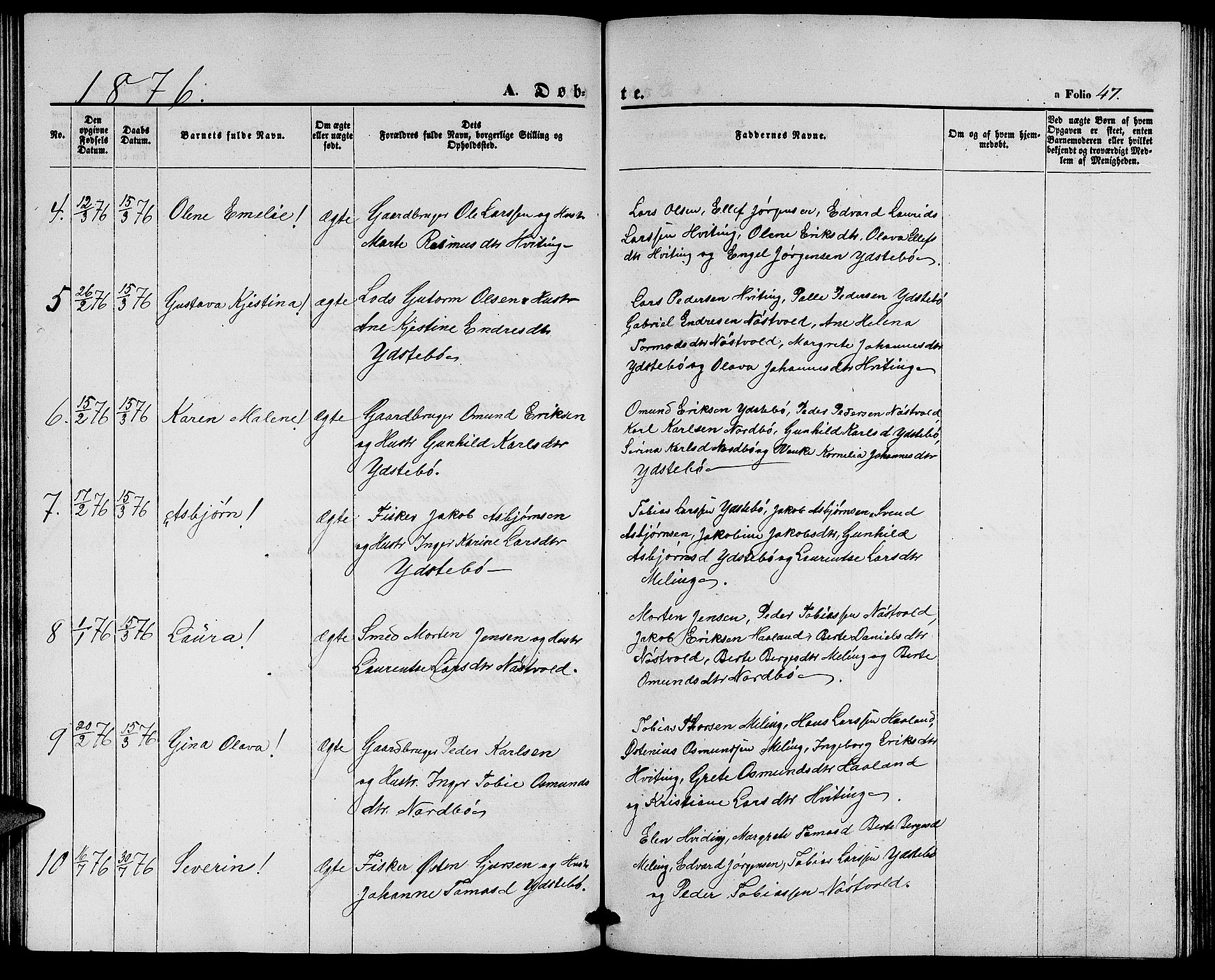 Rennesøy sokneprestkontor, SAST/A -101827/H/Ha/Hab/L0003: Parish register (copy) no. B 3, 1855-1888, p. 47