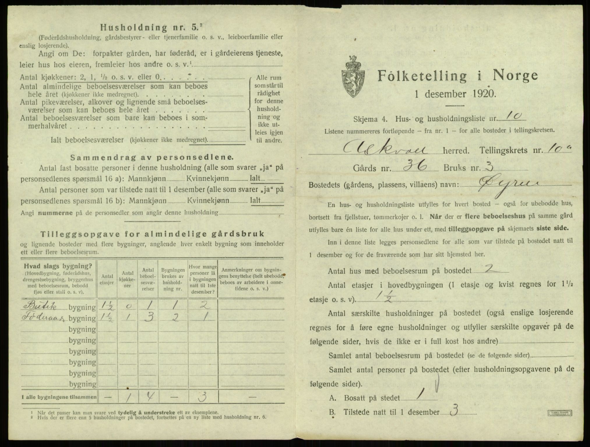 SAB, 1920 census for Askvoll, 1920, p. 542