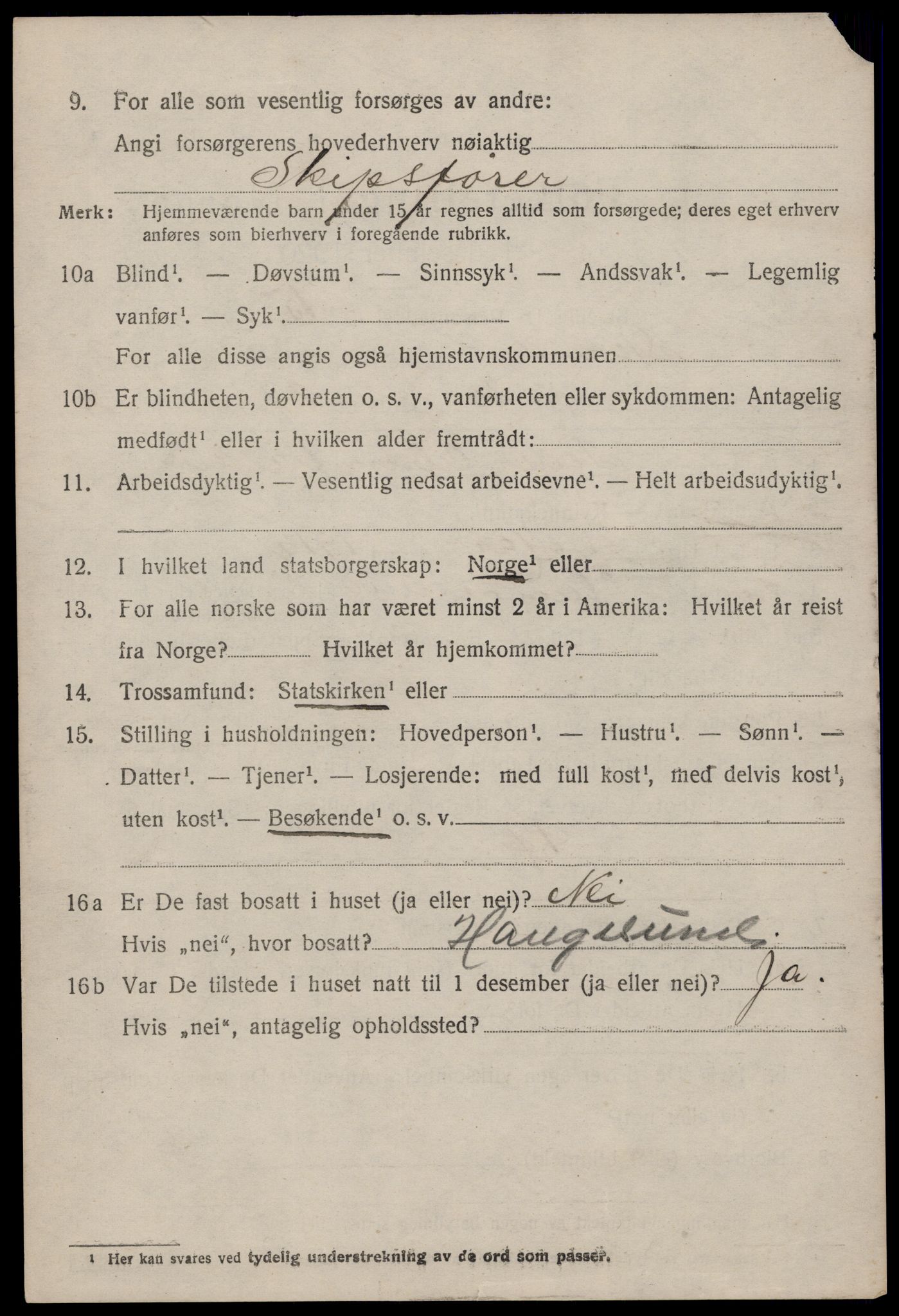 SAST, 1920 census for Skjold, 1920, p. 2001