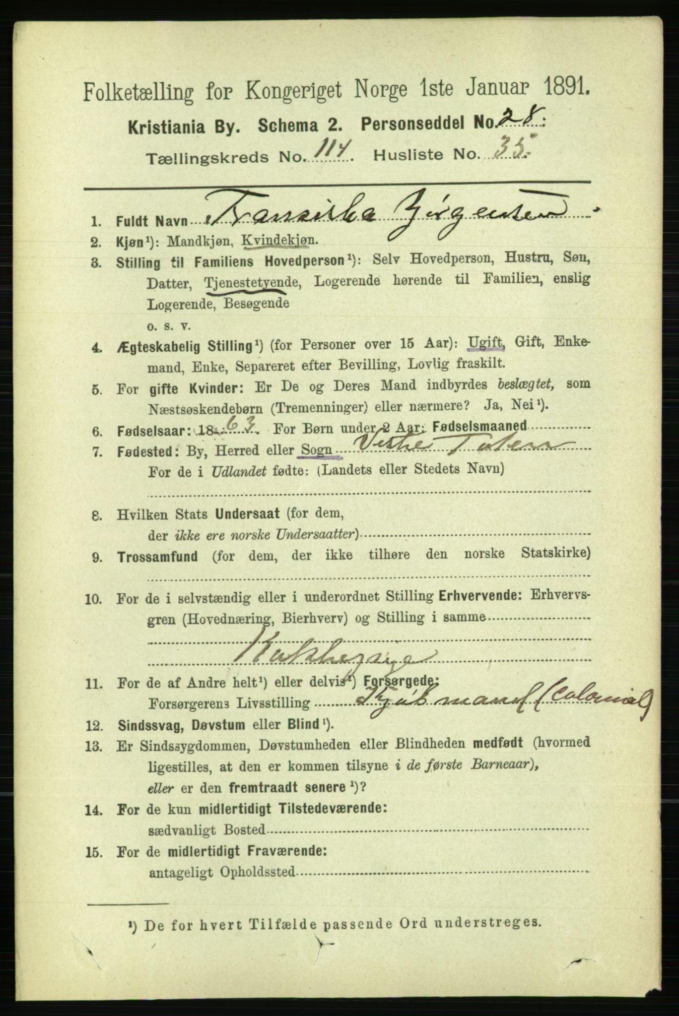 RA, 1891 census for 0301 Kristiania, 1891, p. 61484