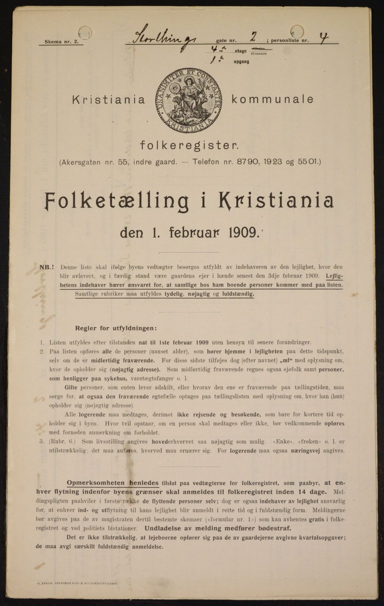 OBA, Municipal Census 1909 for Kristiania, 1909, p. 93572