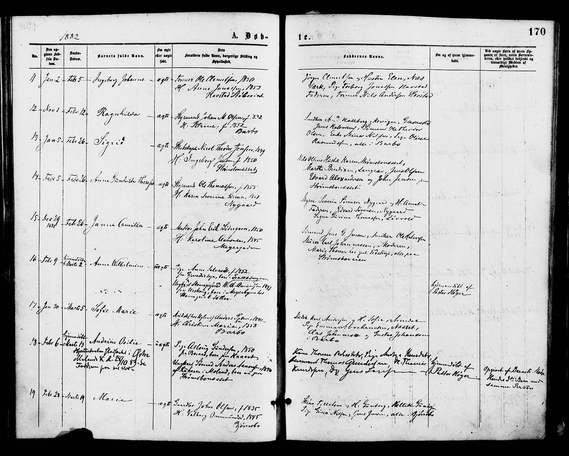 Barbu sokneprestkontor, AV/SAK-1111-0003/F/Fa/L0001: Parish register (official) no. A 1 /1, 1878-1883, p. 170