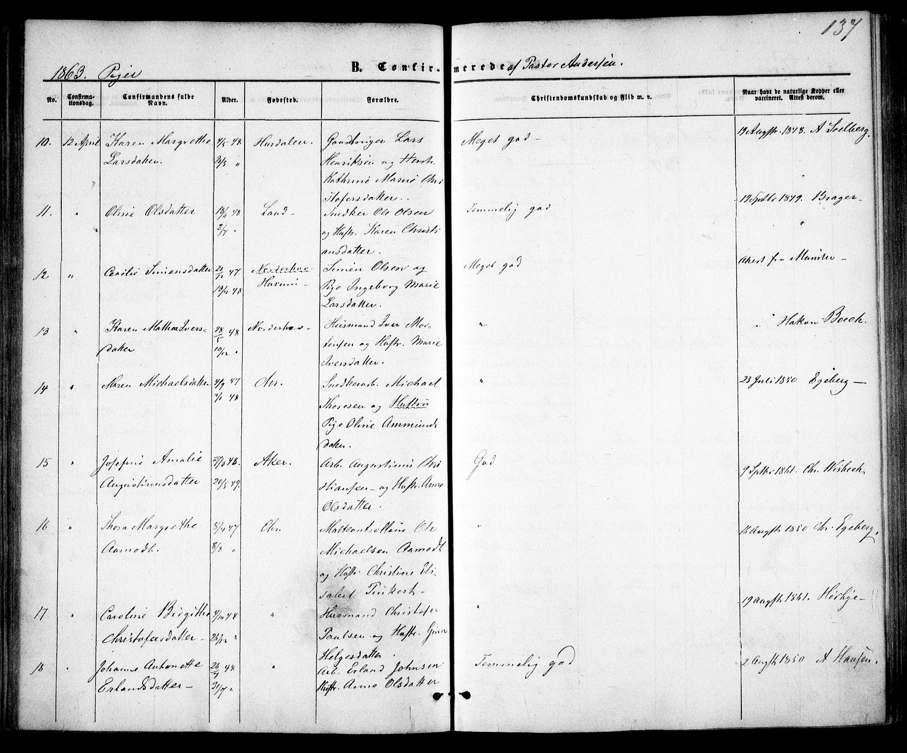 Trefoldighet prestekontor Kirkebøker, AV/SAO-A-10882/F/Fb/L0001: Parish register (official) no. II 1, 1858-1871, p. 137