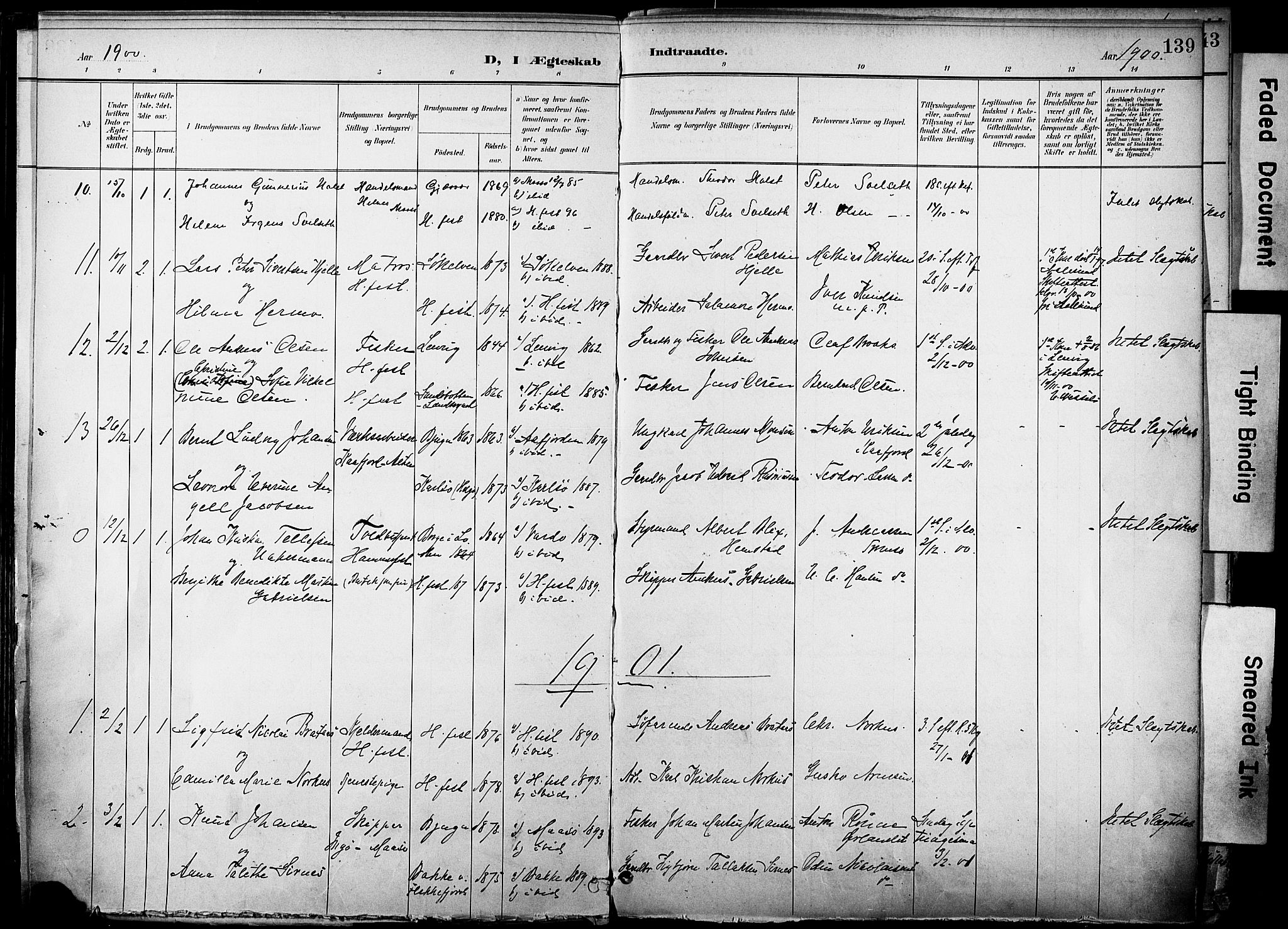Hammerfest sokneprestkontor, SATØ/S-1347/H/Ha/L0010.kirke: Parish register (official) no. 10, 1898-1905, p. 139